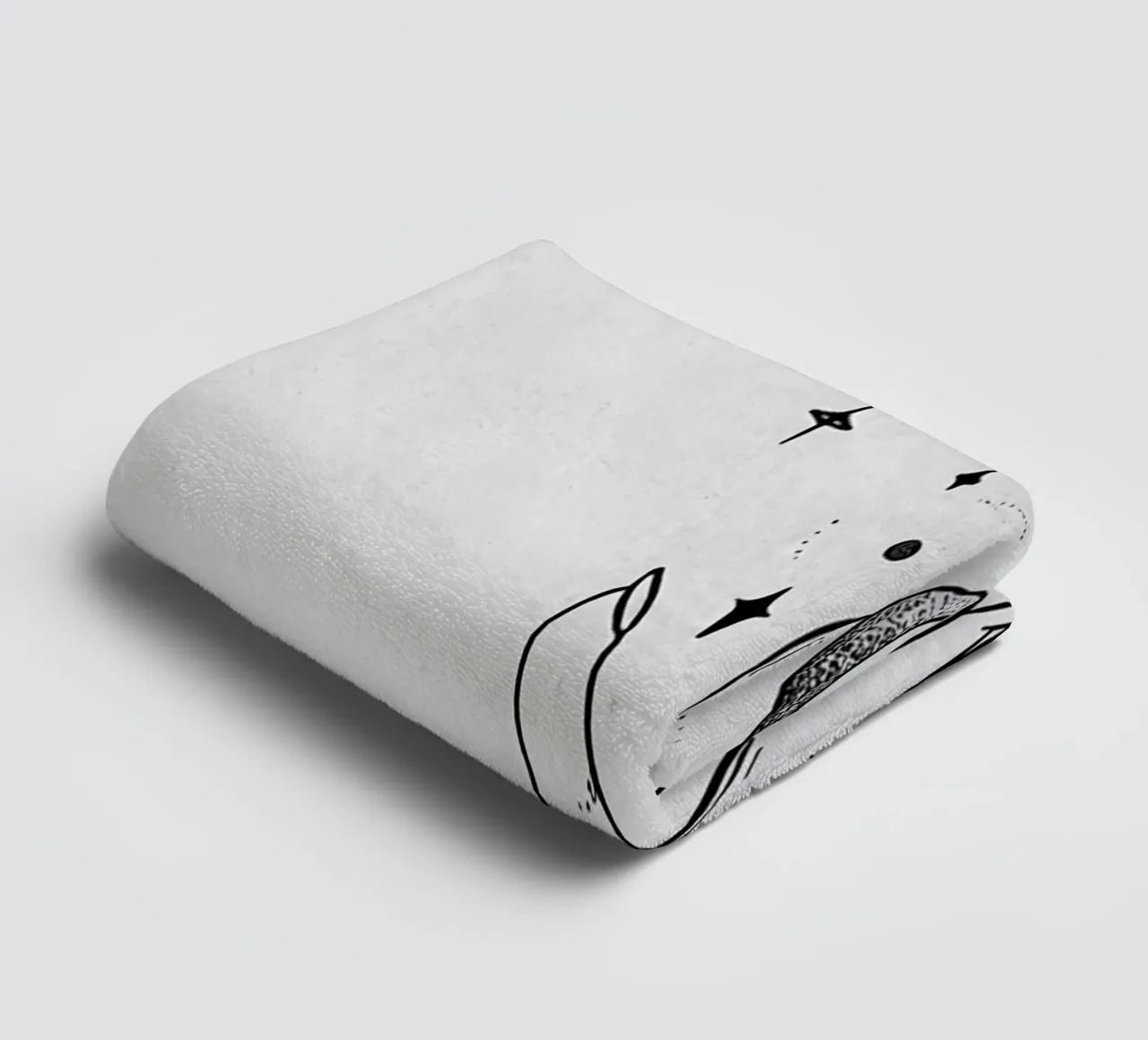 To The Moon And Stars Minimalist Line Art towel by Viv Line Art