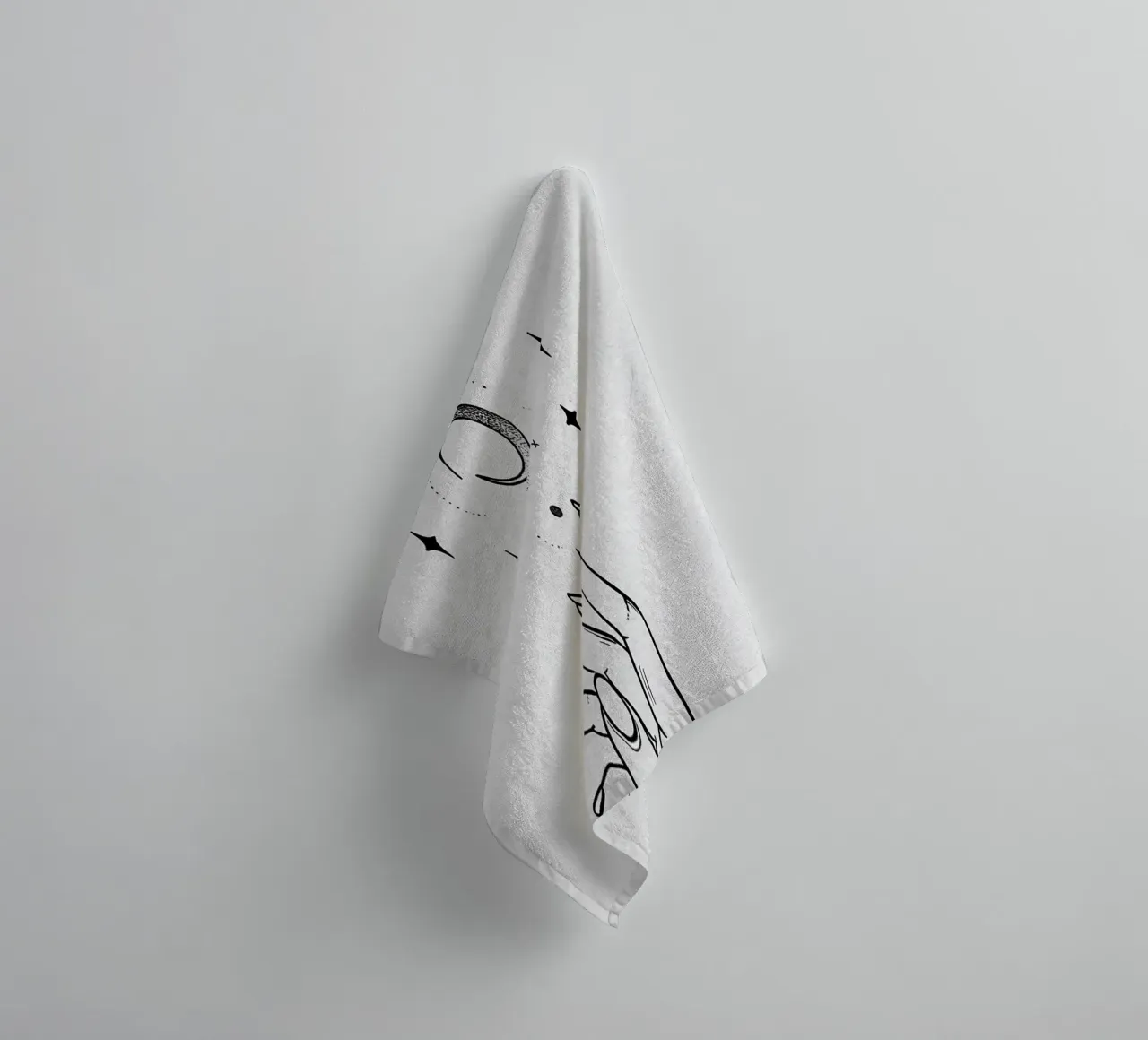 To The Moon And Stars Minimalist Line Art towel by Viv Line Art