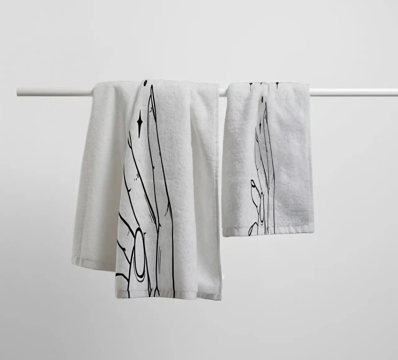 To The Moon And Stars Minimalist Line Art towel by Viv Line Art