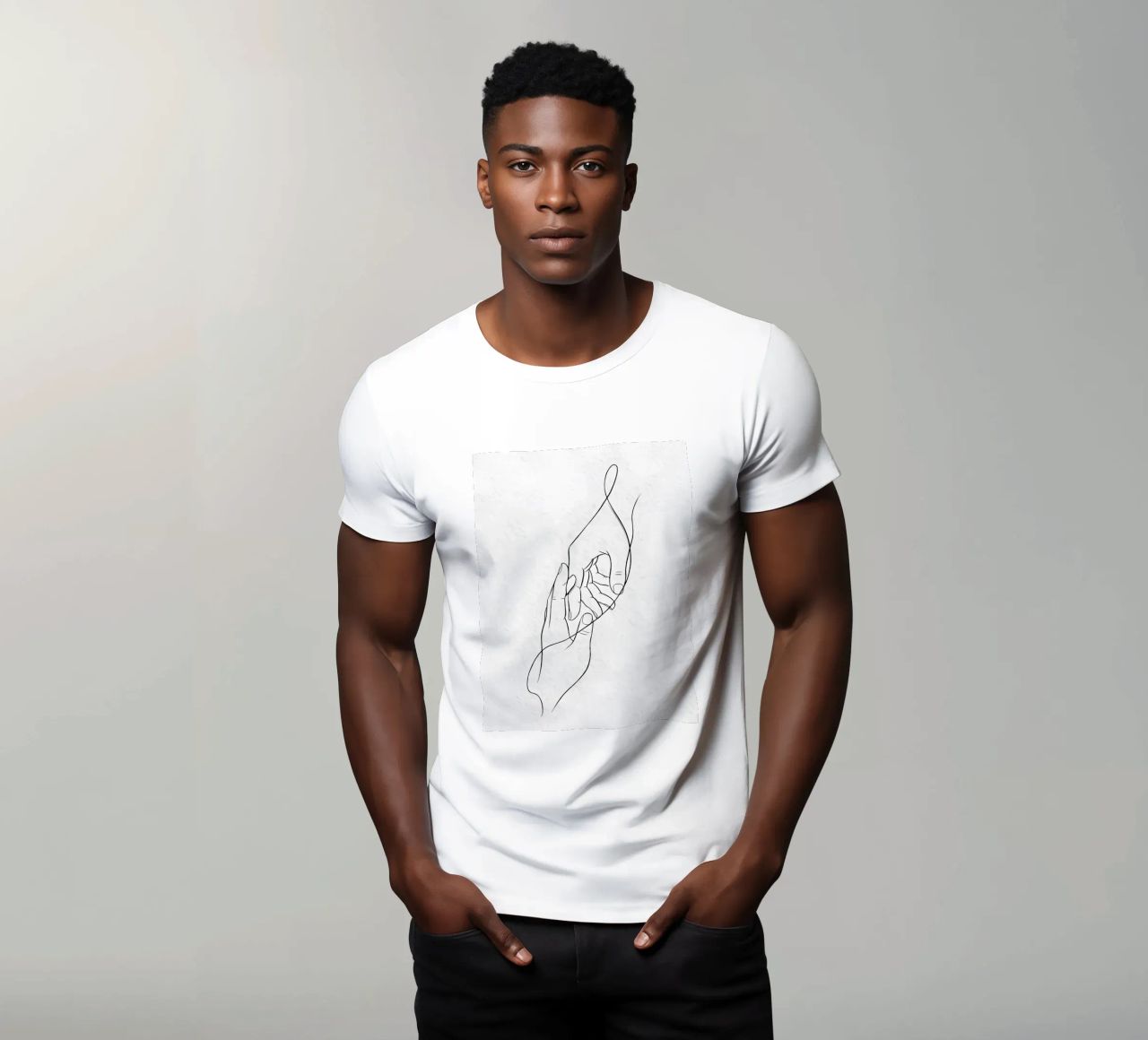 Mani connesse Line Art minimalista t-shirt da Viv Line Art