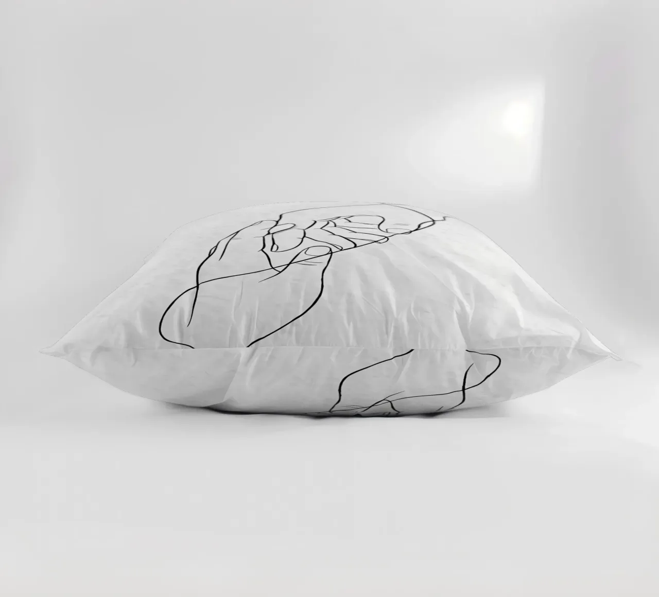 Connected Hands Minimalist Line Art decorative cushion by Viv Line Art