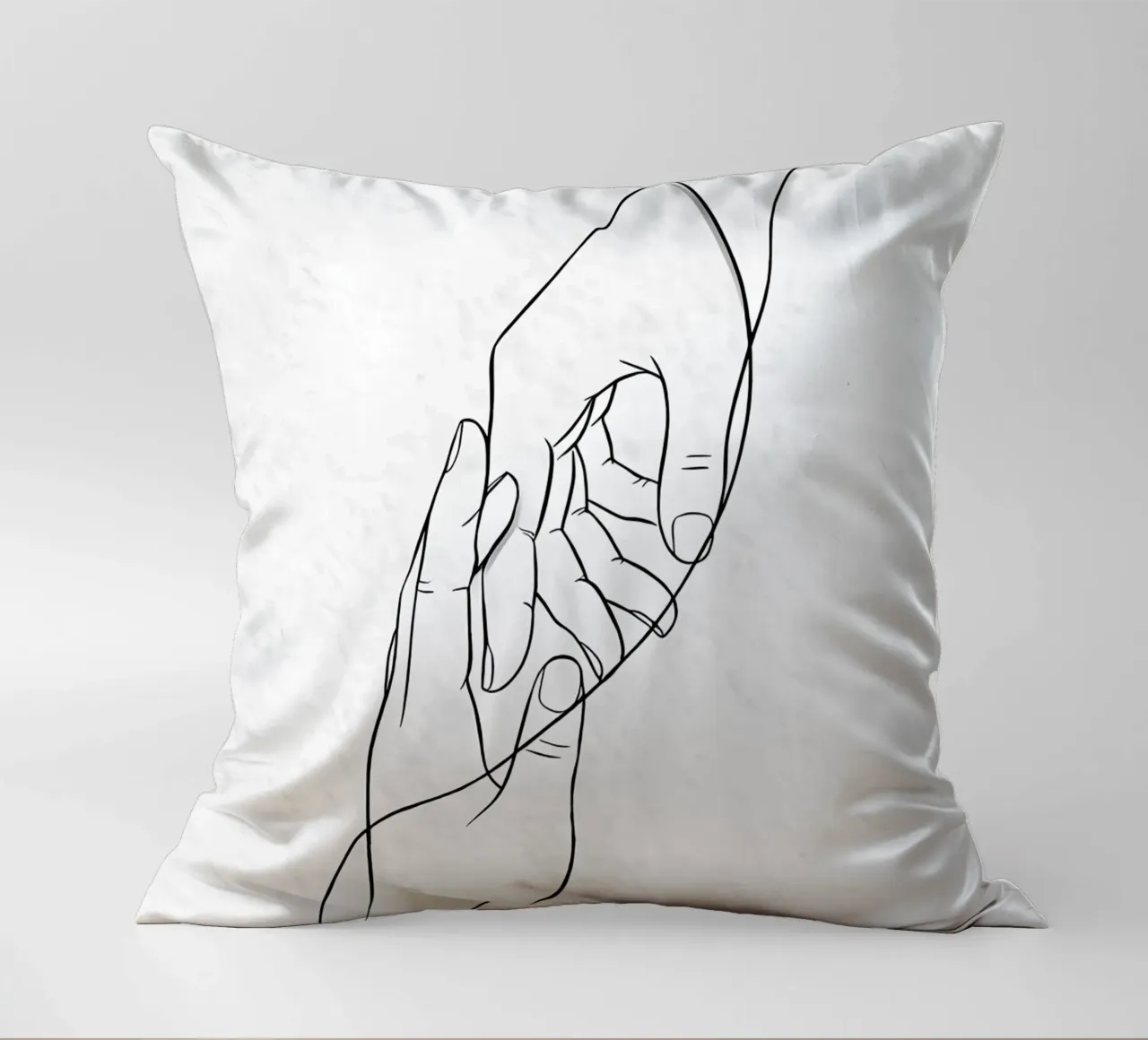 Connected Hands Minimalist Line Art decorative cushion by Viv Line Art