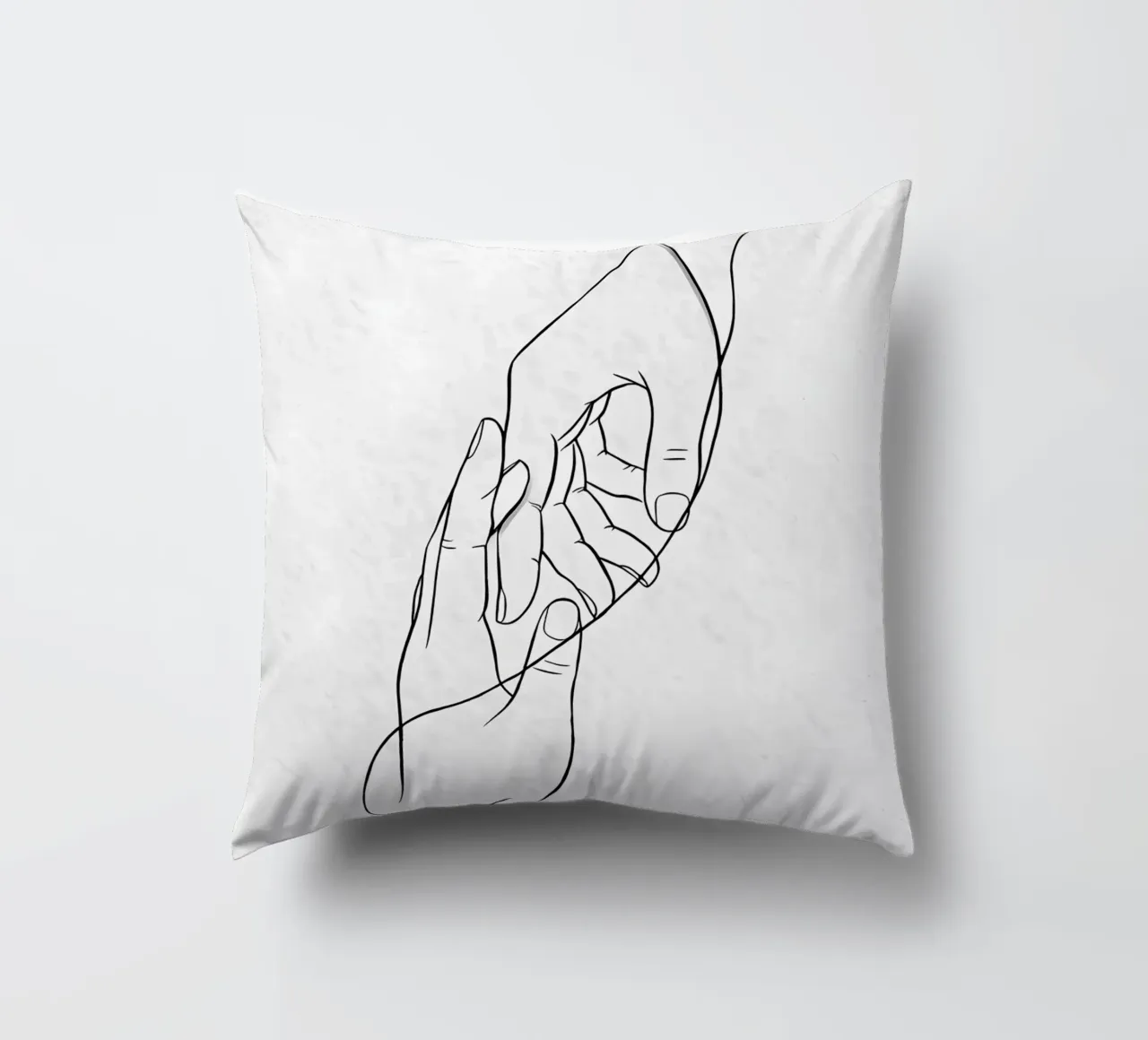 Connected Hands Minimalist Line Art decorative cushion by Viv Line Art