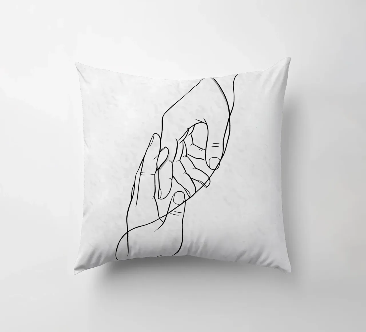 Connected Hands Minimalist Line Art decorative cushion by Viv Line Art