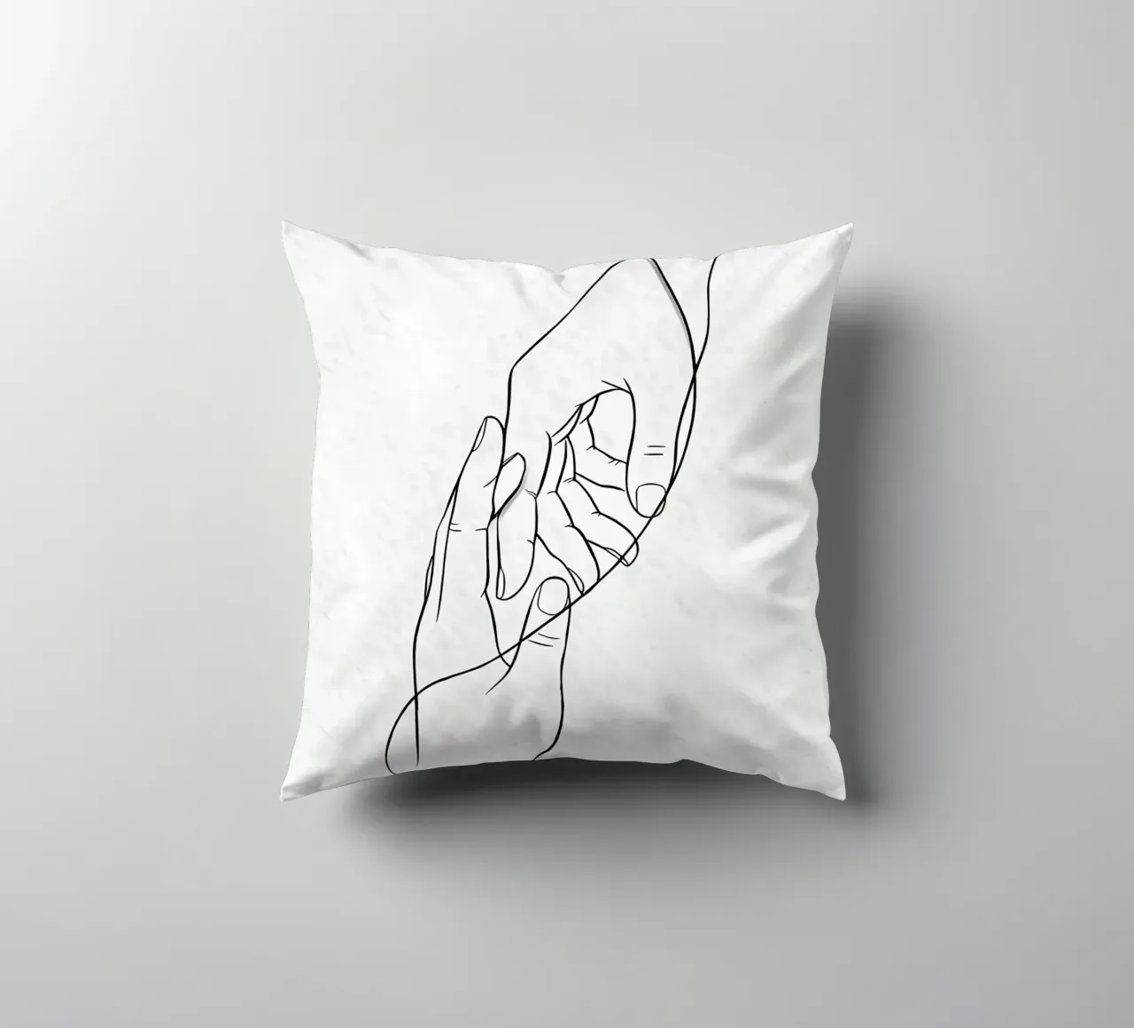 Connected Hands Minimalist Line Art decorative cushion by Viv Line Art