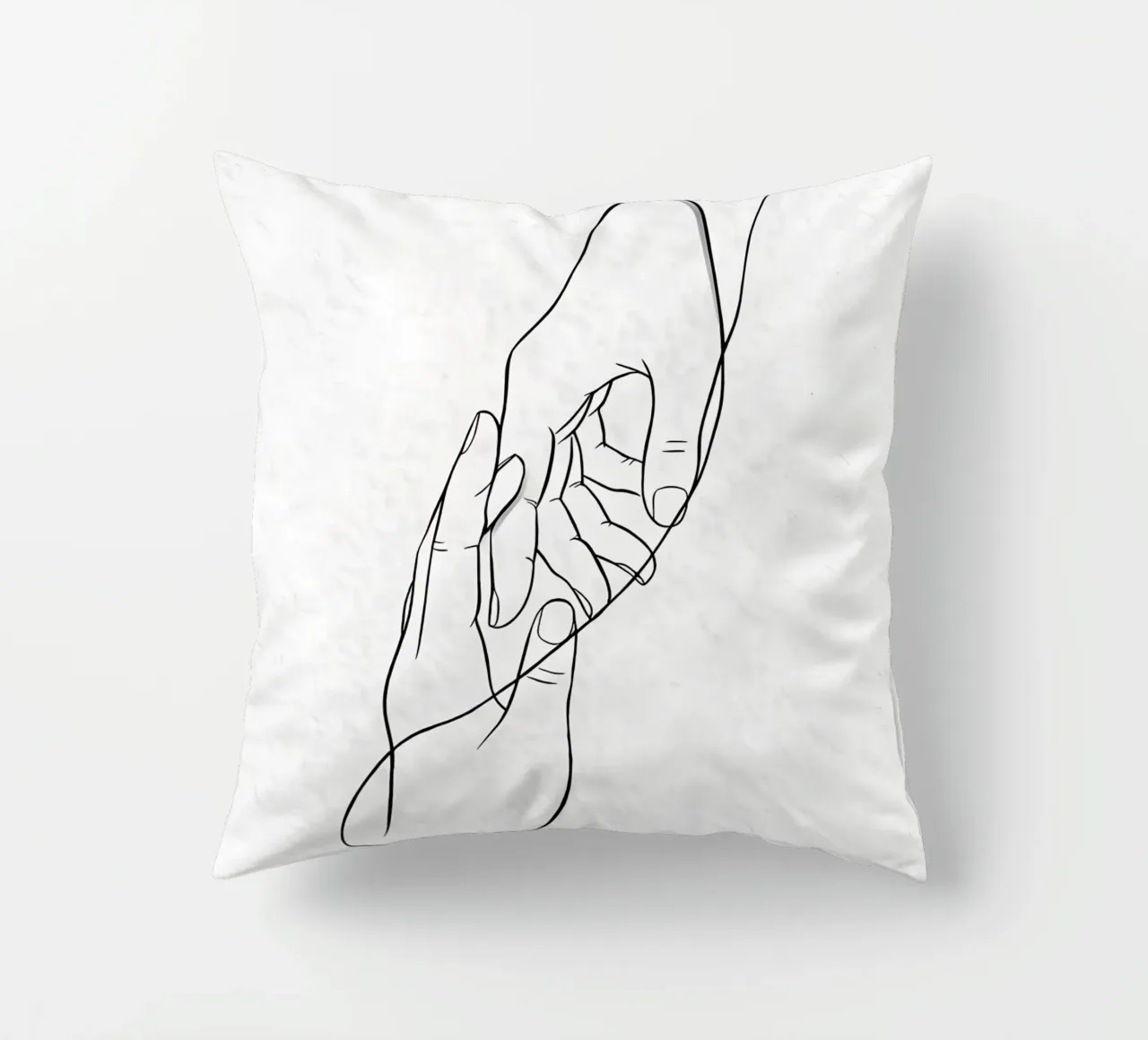 Connected Hands Minimalist Line Art decorative cushion by Viv Line Art