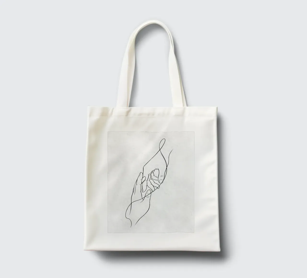 Mani connesse Line Art minimalista borsa in juta da Viv Line Art