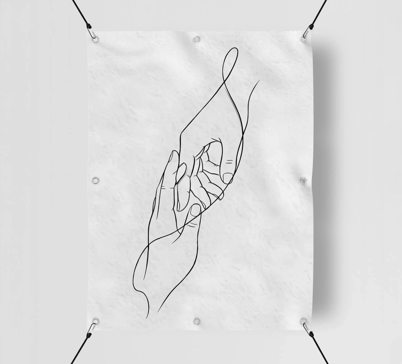 Mani connesse Line Art minimalista telo in pvc da Viv Line Art