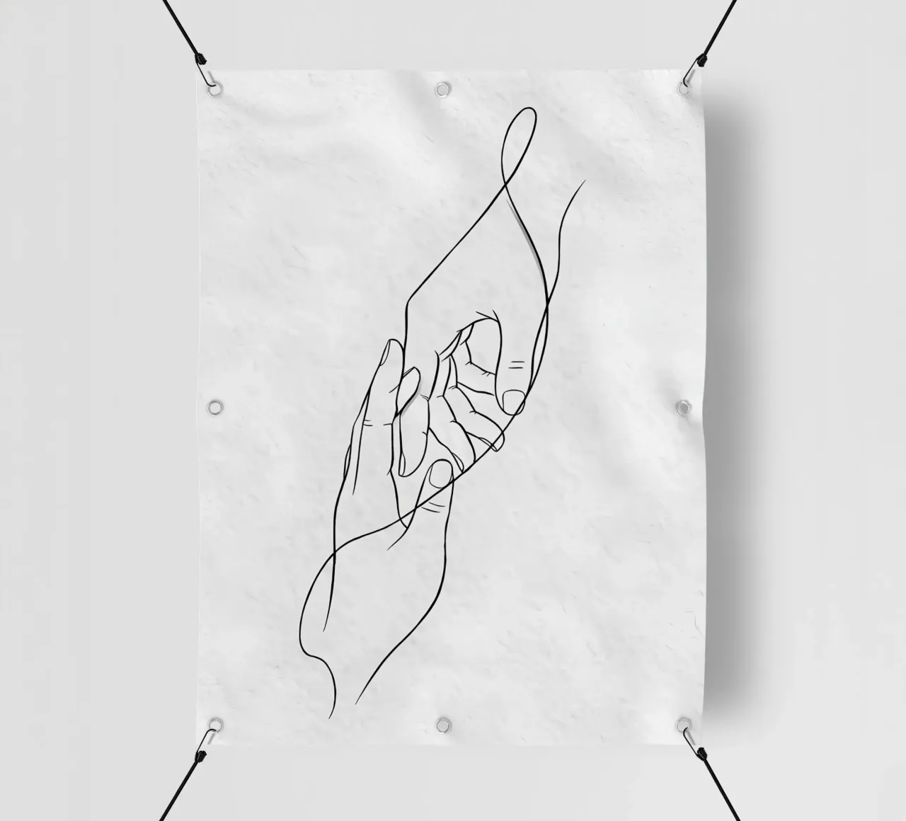Mani connesse Line Art minimalista telo in pvc da Viv Line Art