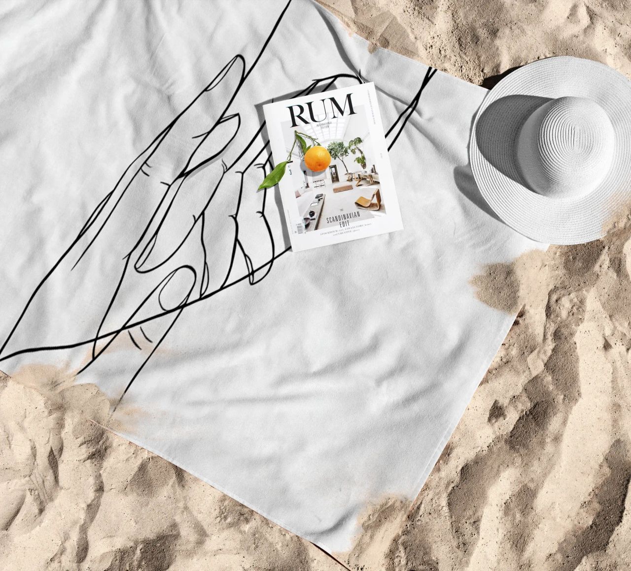 Mani connesse Line Art minimalista telo mare da Viv Line Art