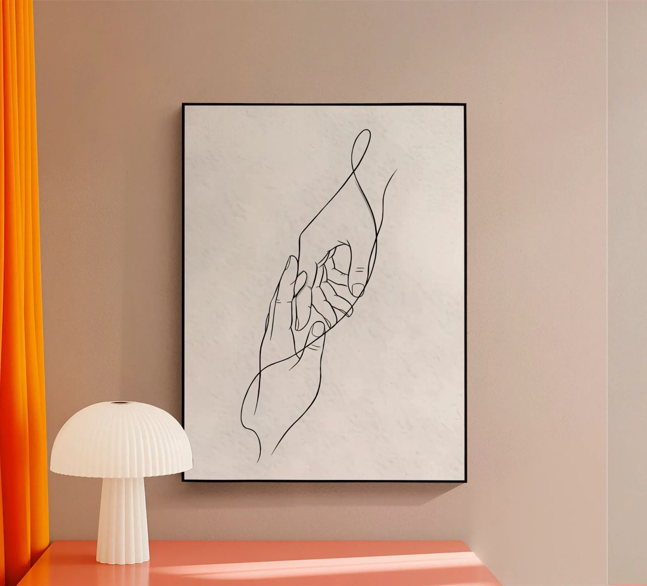 Mani connesse Line Art minimalista plexiglass da Viv Line Art
