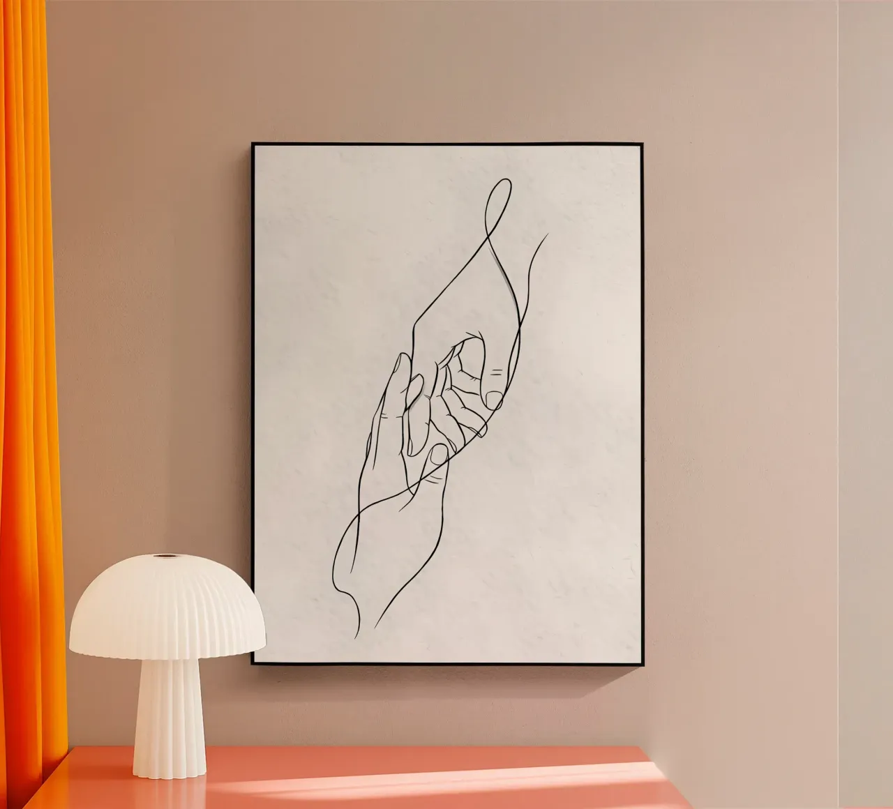 Connected Hands Minimalist Line Art acrylic glass by Viv Line Art