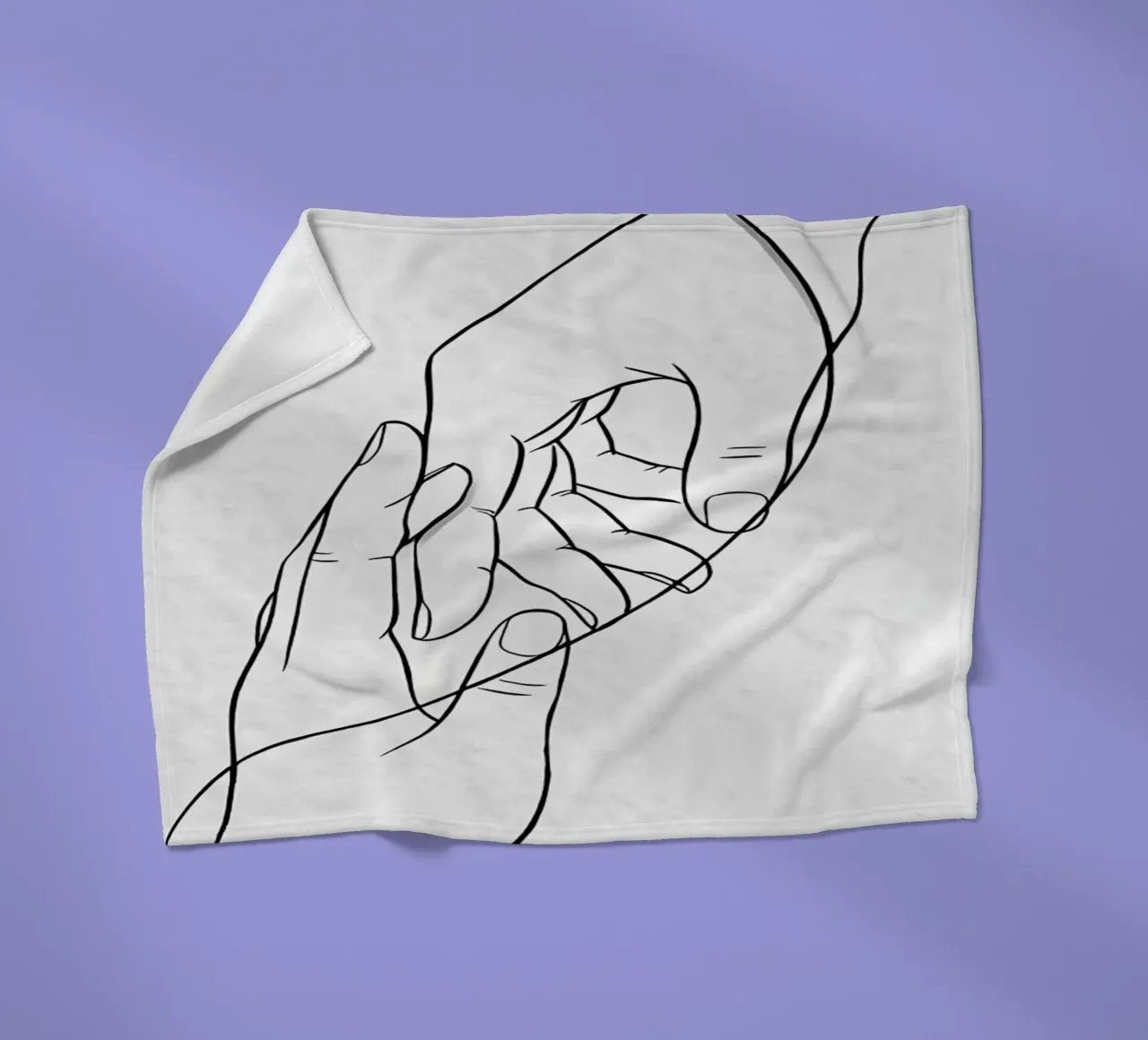 Connected Hands Minimalist Line Art fleece blanket by Viv Line Art