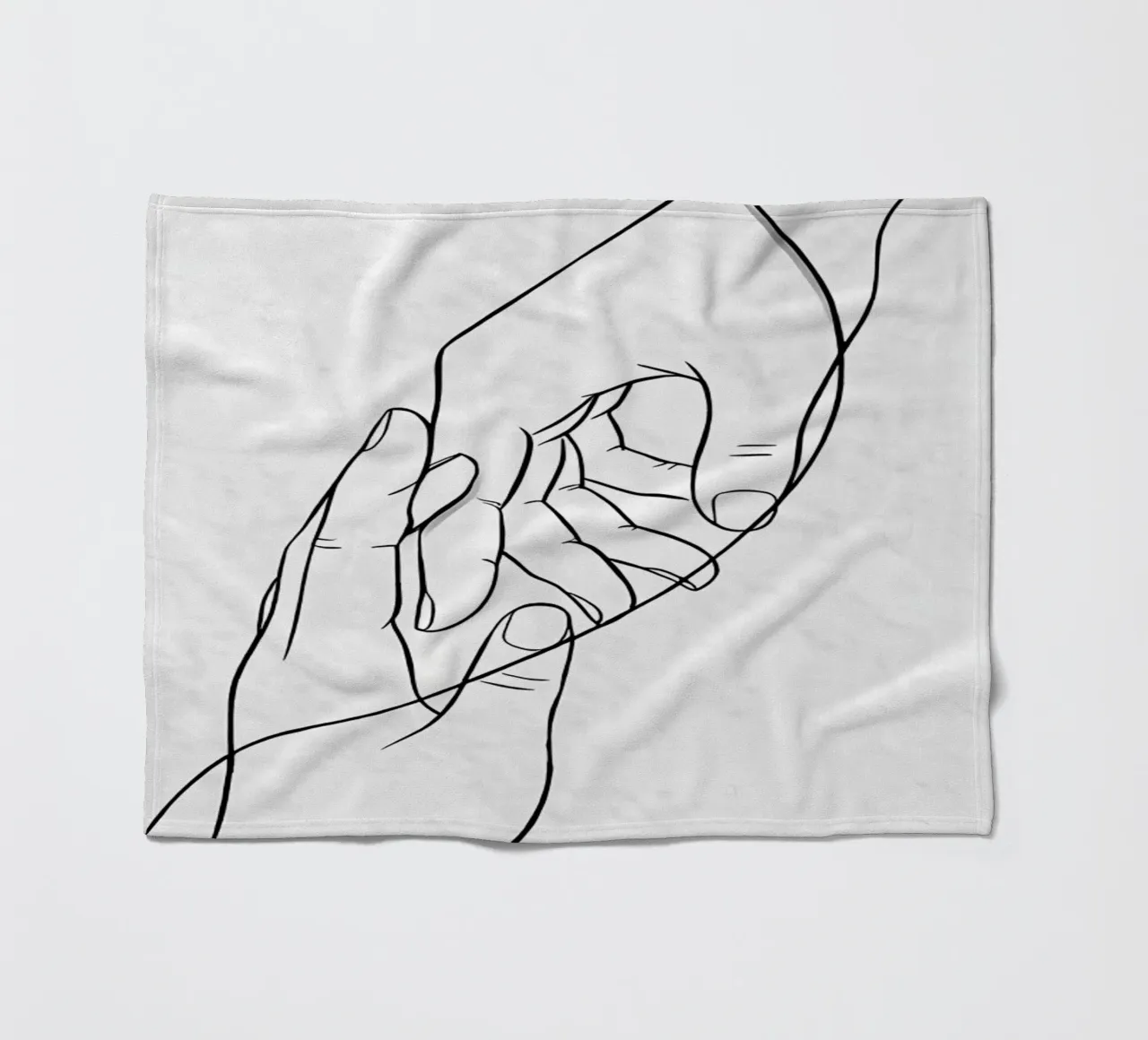 Connected Hands Minimalist Line Art fleece blanket by Viv Line Art