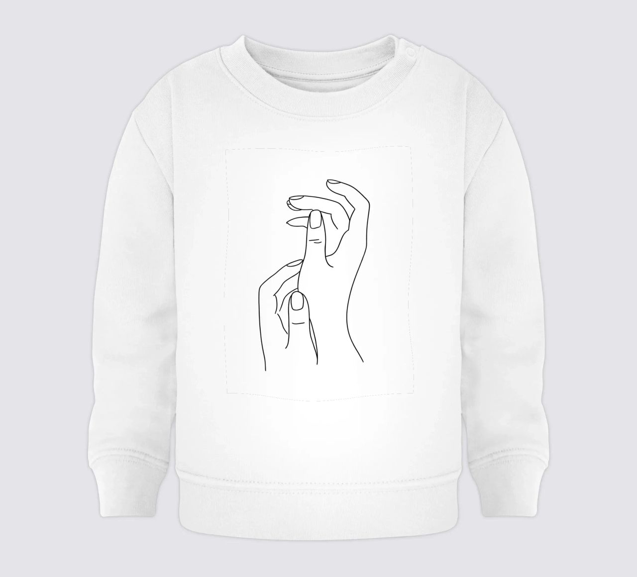 Mani Emozione Line Art minimalista felpa neonato da Viv Line Art