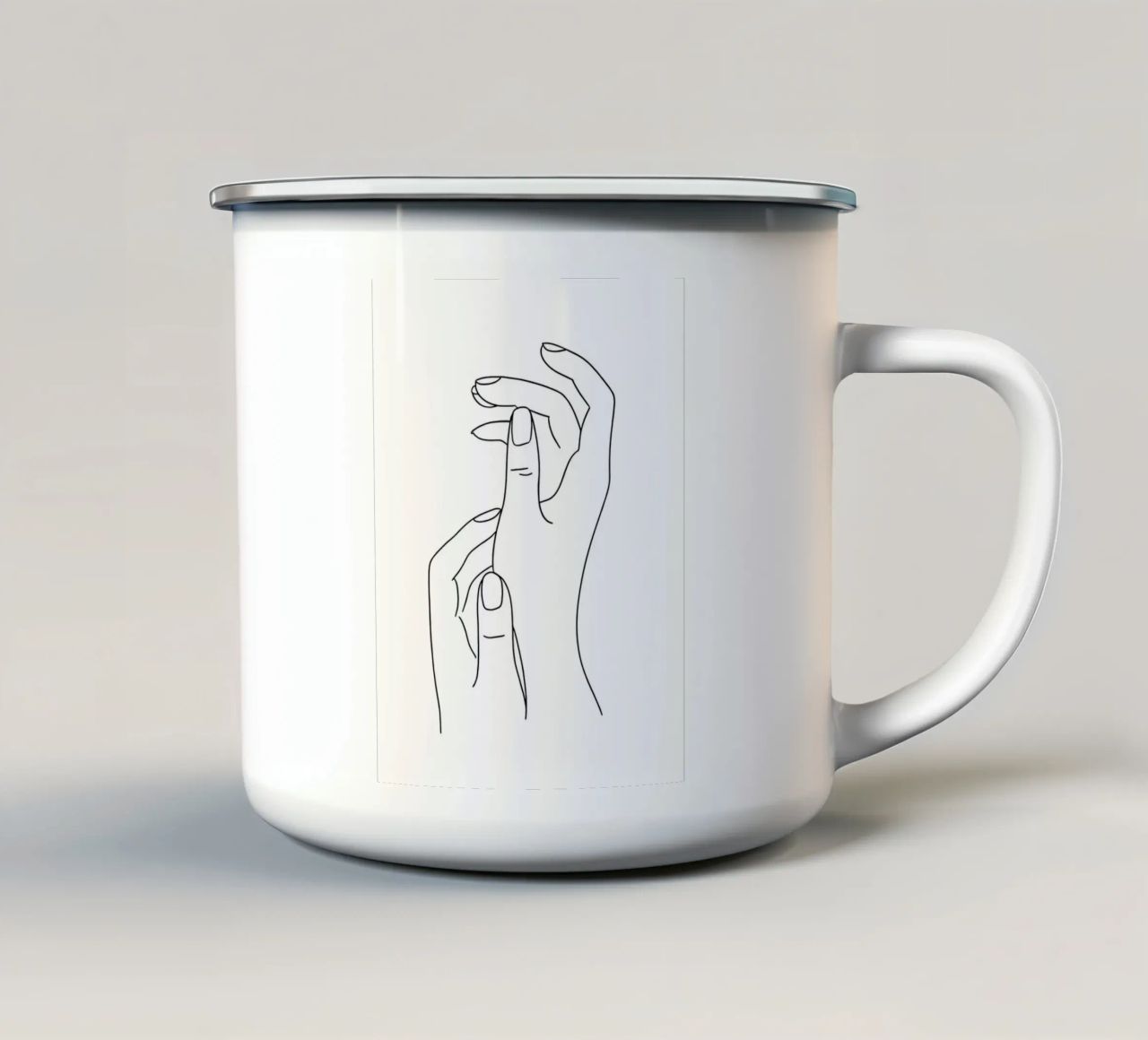 Mani Emozione Line Art minimalista tazza in smalto da Viv Line Art