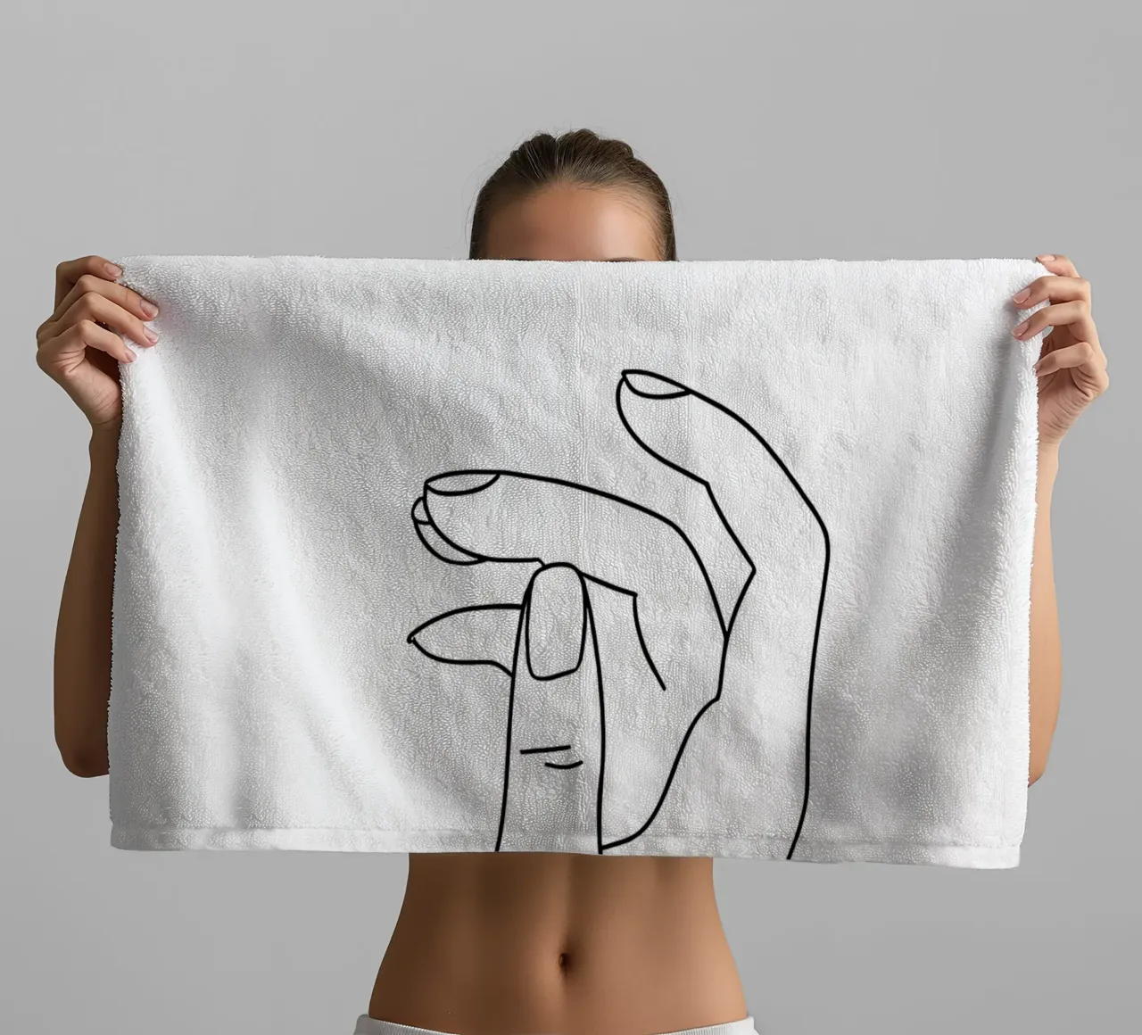 Hands Emotion Minimalist Line Art towel by Viv Line Art