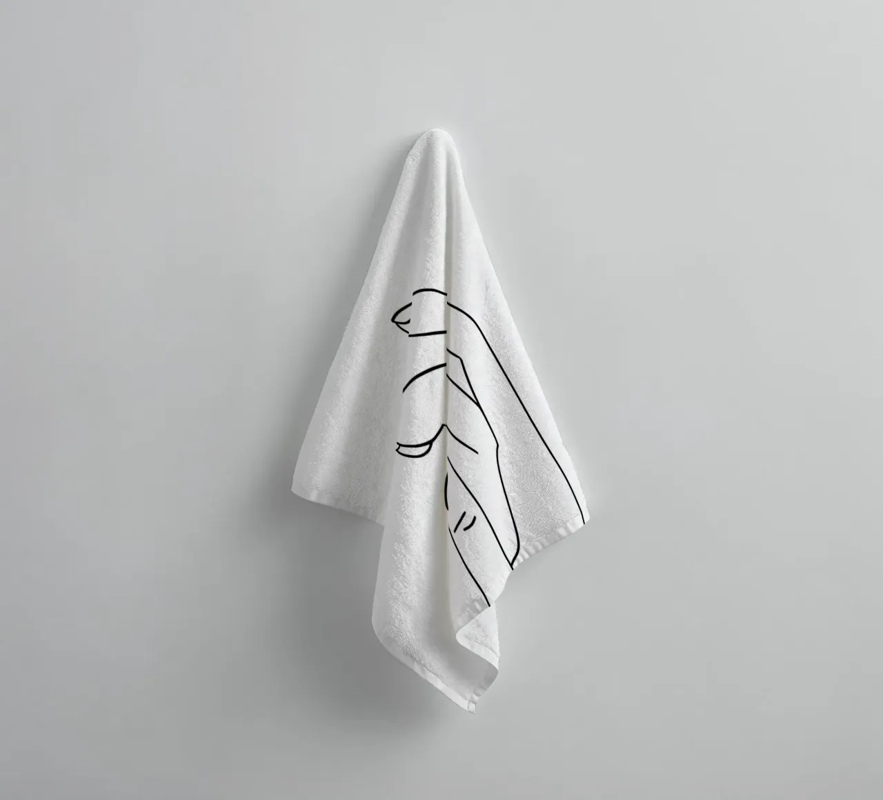 Hands Emotion Minimalist Line Art towel by Viv Line Art