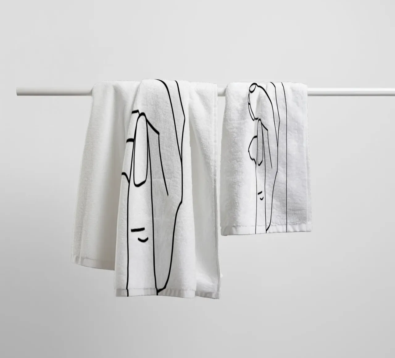 Hands Emotion Minimalist Line Art towel by Viv Line Art