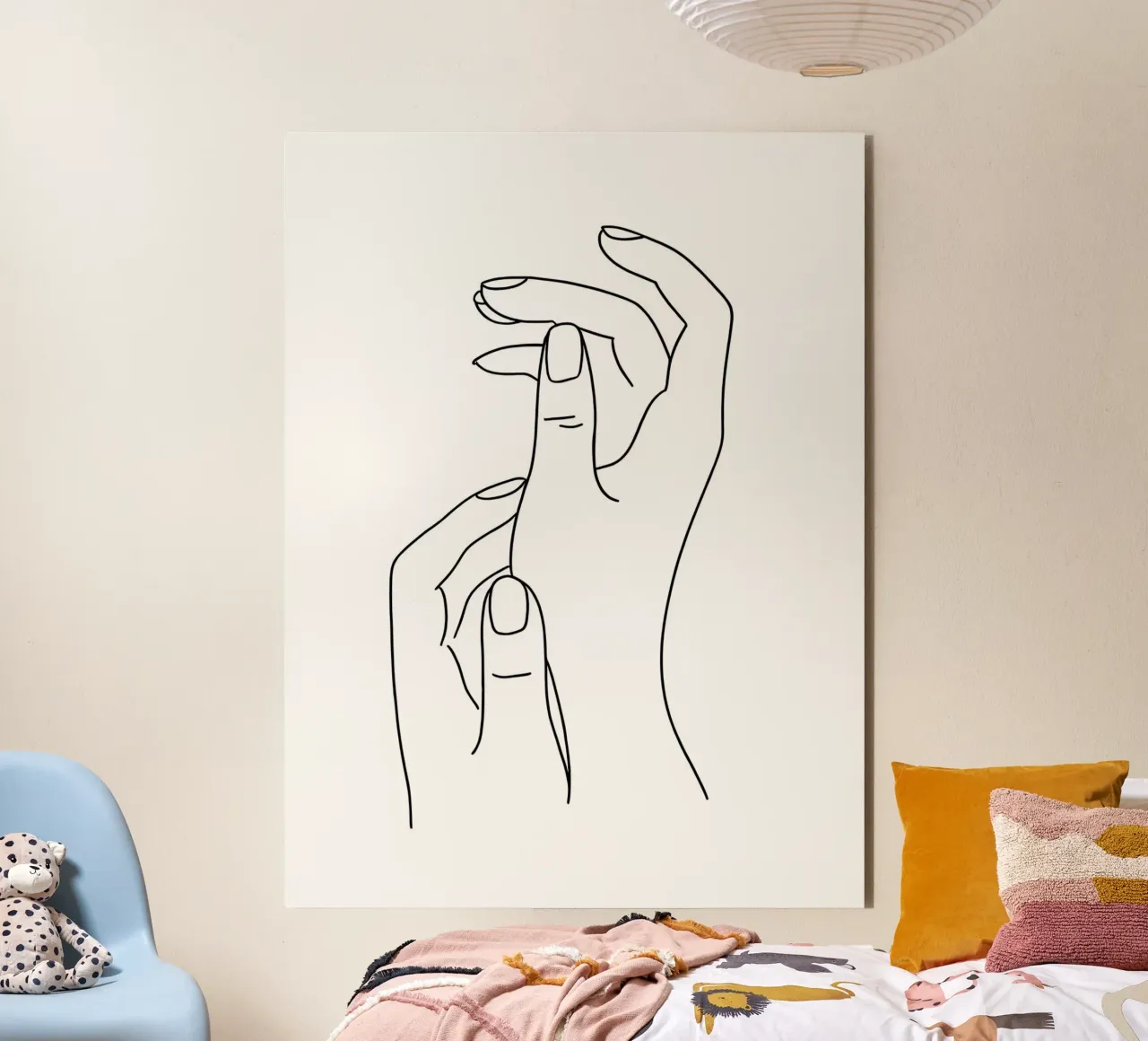 Mani Emozione Line Art minimalista alluminio dibond da Viv Line Art