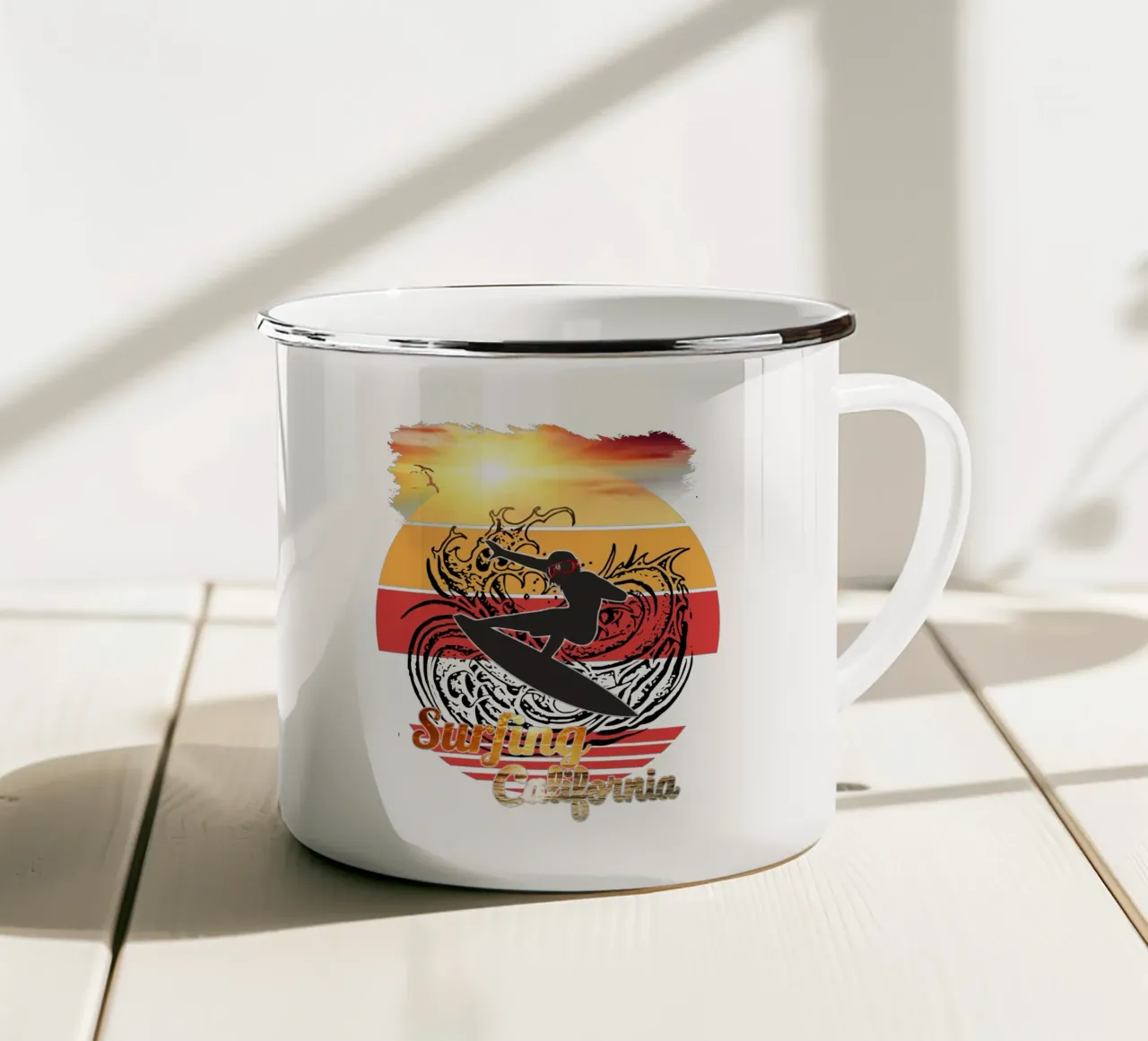 Surf Life Oval 2a - Summer Sun Vibes 6b tazza in smalto da surfer28