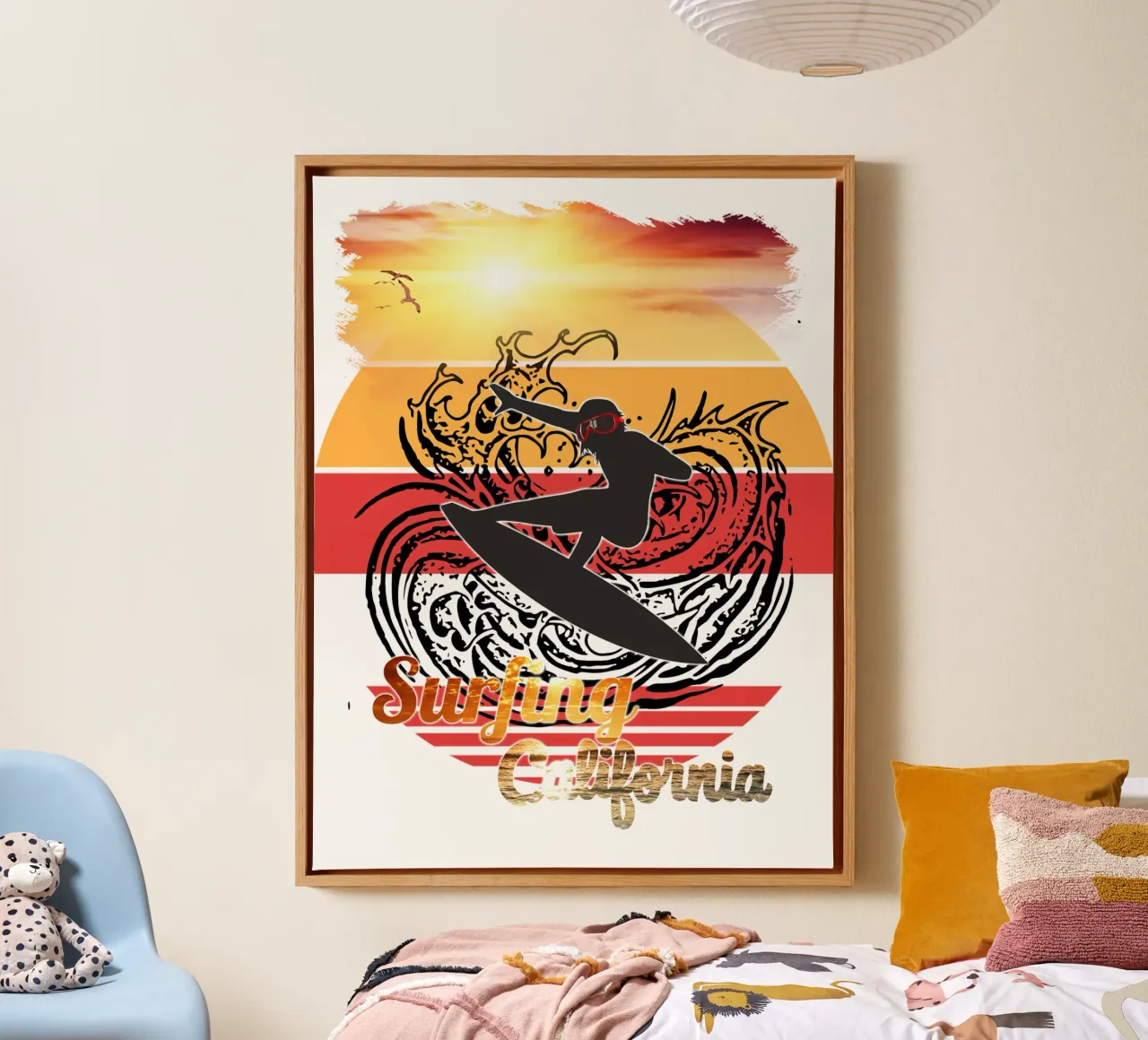 Surf Life Oval 2a - Summer Sun Vibes 6b tela con Cornice a cassetta da surfer28