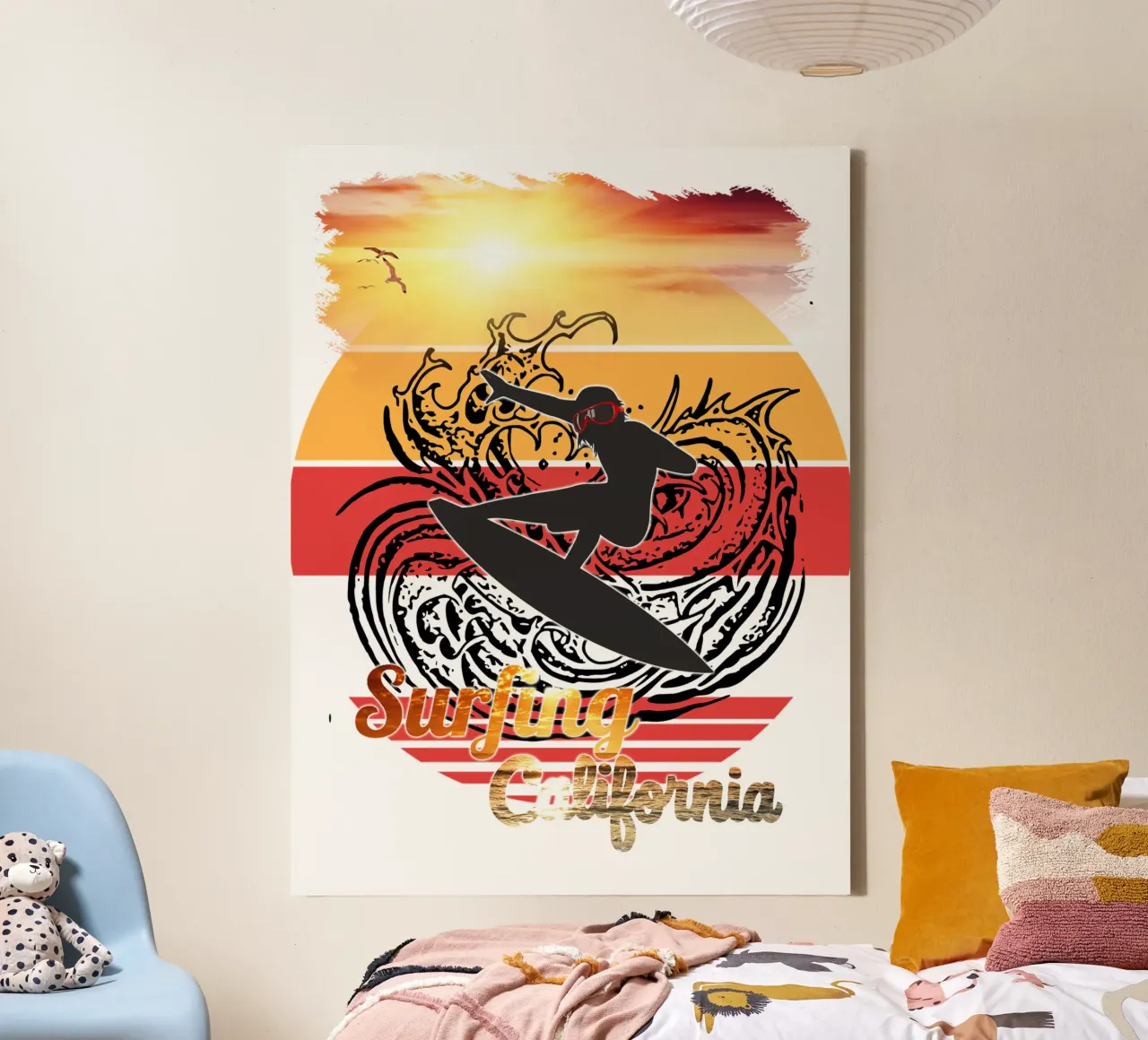 Surf Life Oval 2a - Summer Sun Vibes 6b tela con Cornice a cassetta da surfer28