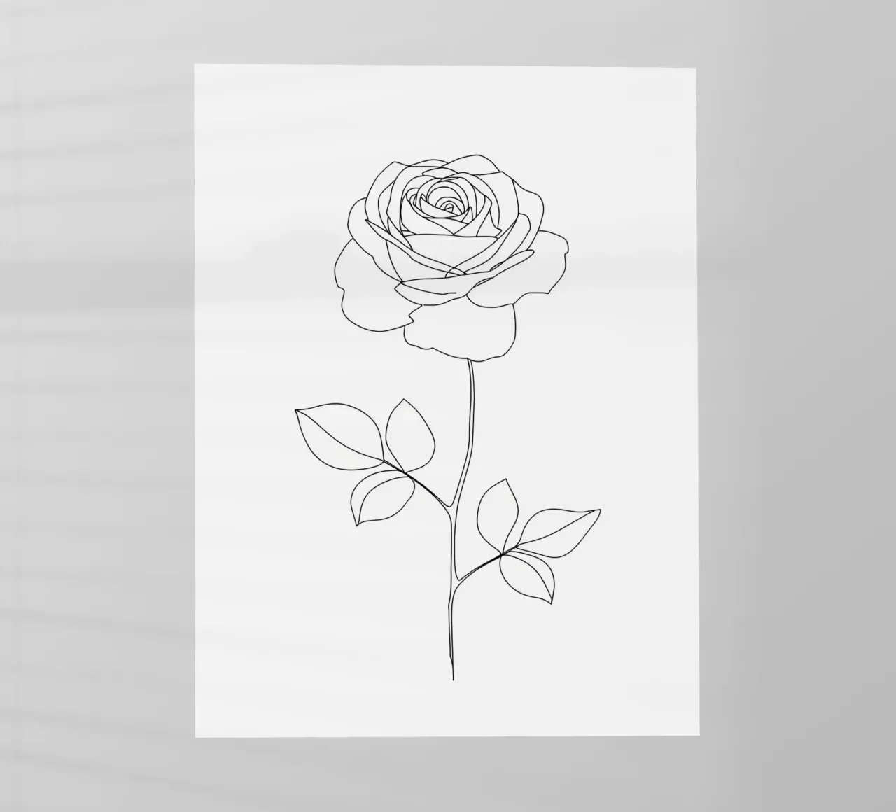 Line art minimalista del fiore di rosa pellicola backlit da Viv Line Art