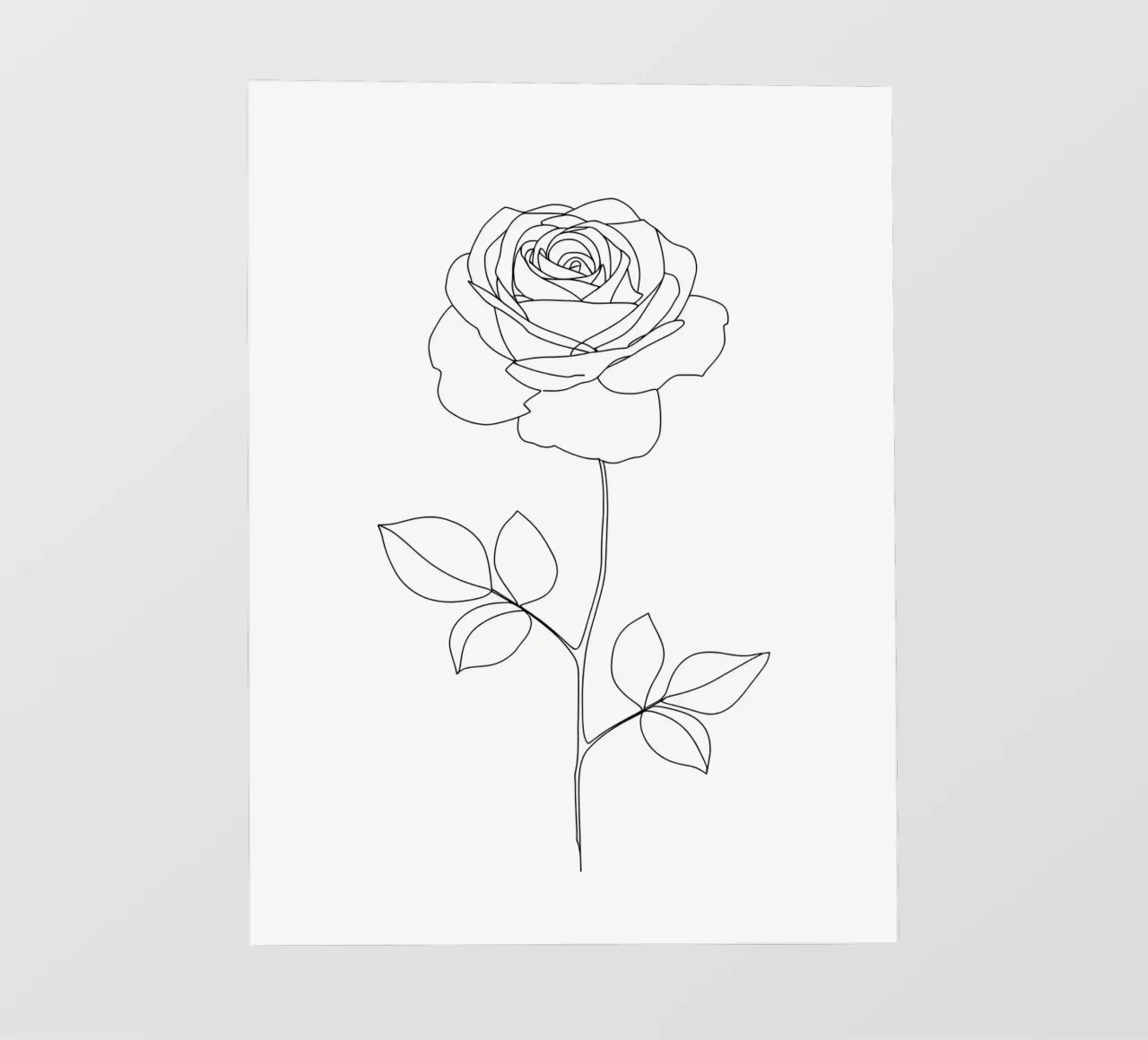 Line art minimalista del fiore di rosa pellicola backlit da Viv Line Art