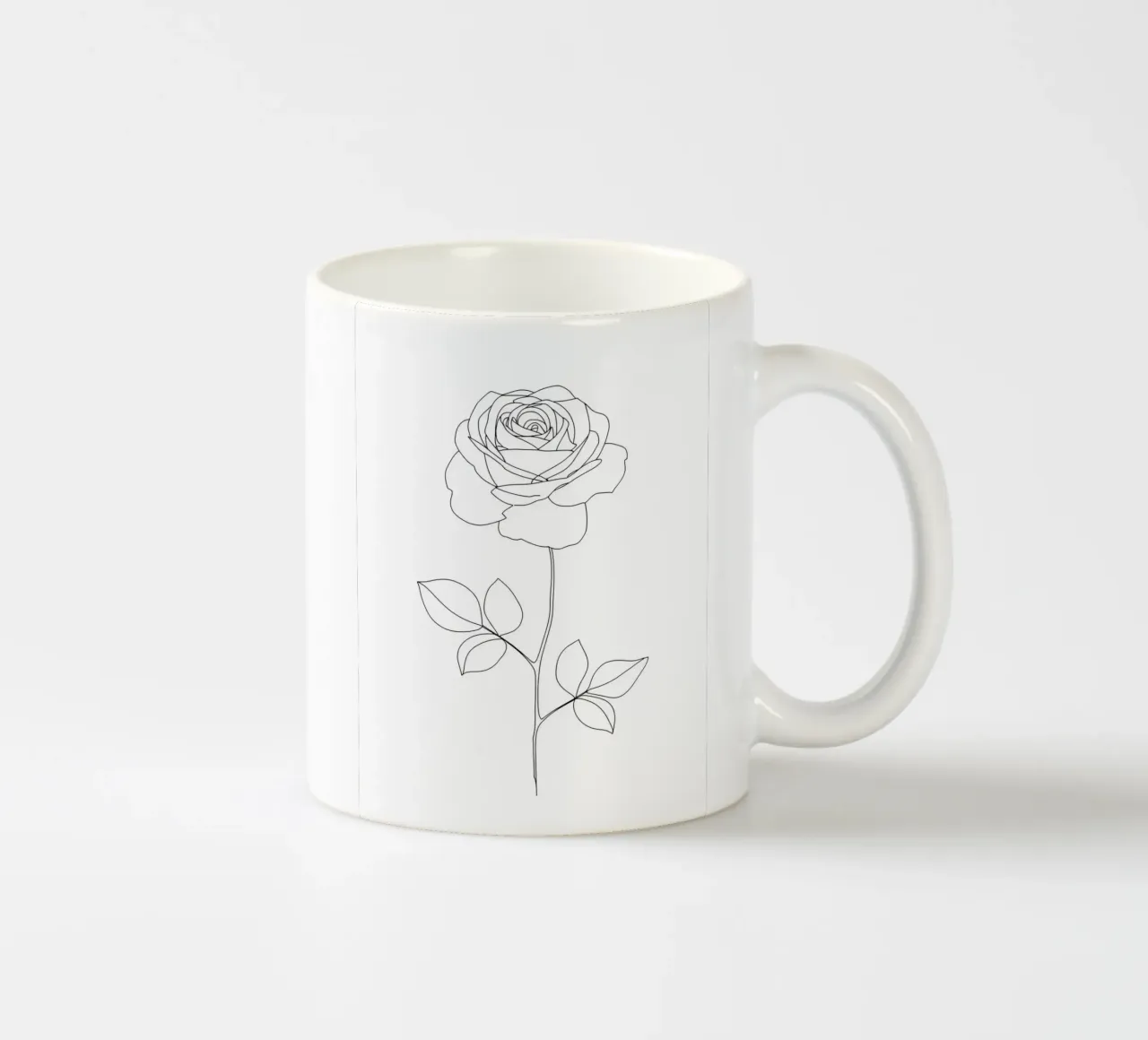 Line art minimalista del fiore di rosa tazza in ceramica da Viv Line Art