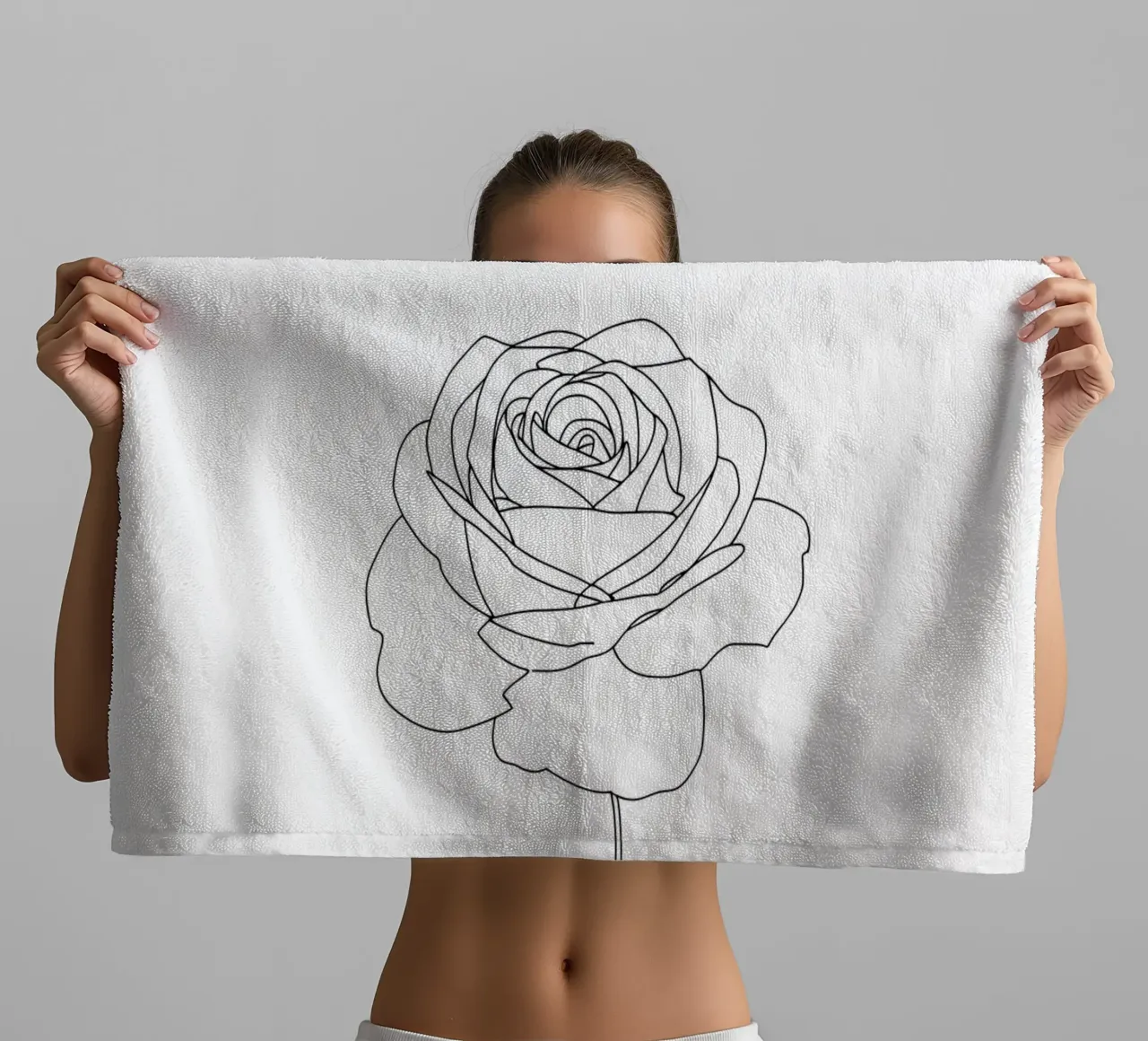 Line art minimalista del fiore di rosa asciugamano da bagno da Viv Line Art