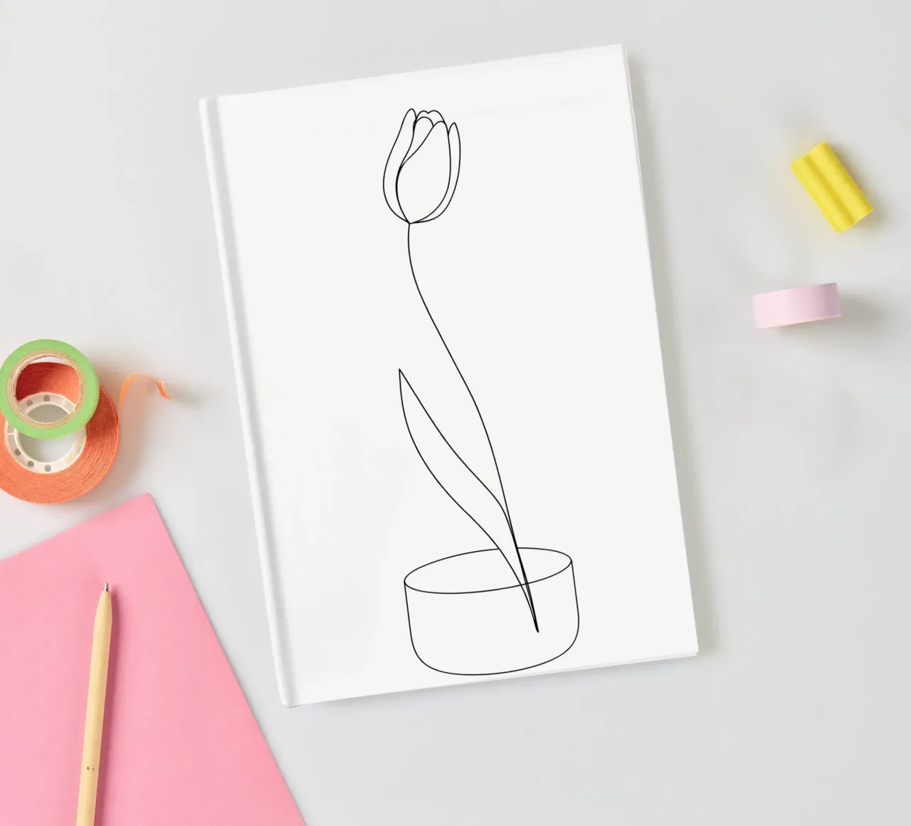 Tulip Flower Minimalist Line Art notebook by Viv Line Art