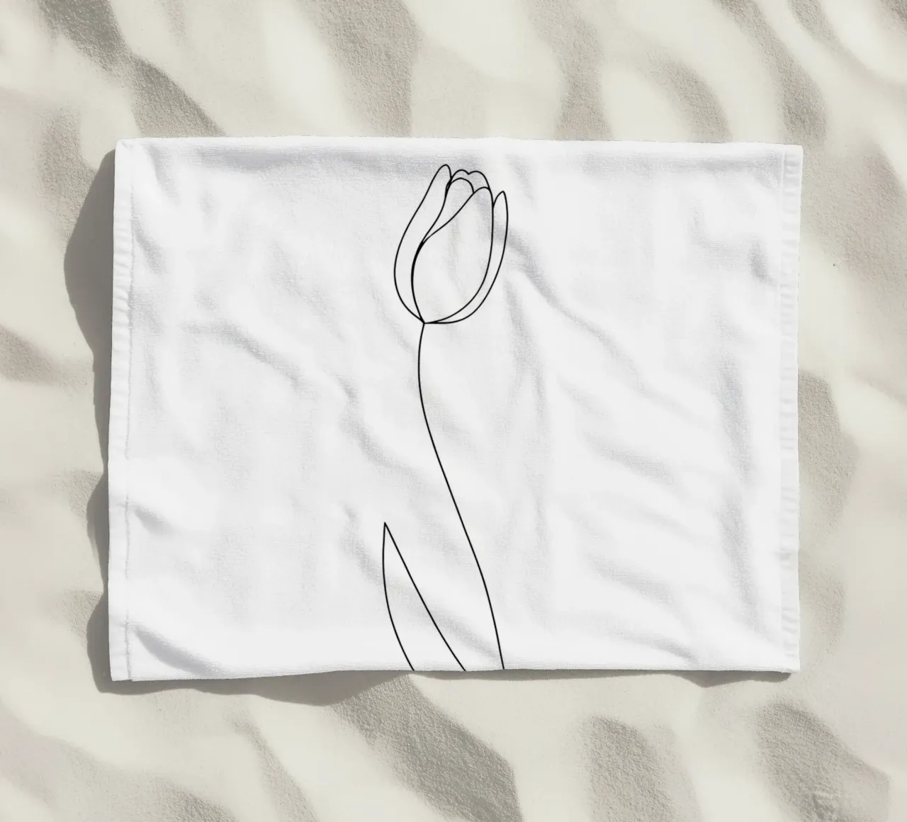 Line art minimalista del fiore di tulipano telo mare da Viv Line Art