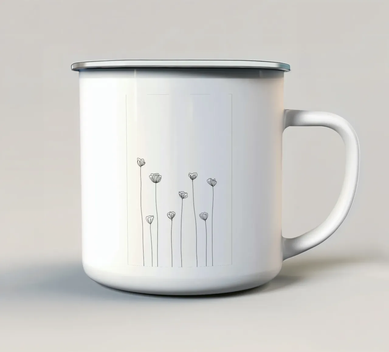 Molti fiori Line Art minimalista tazza in smalto da Viv Line Art