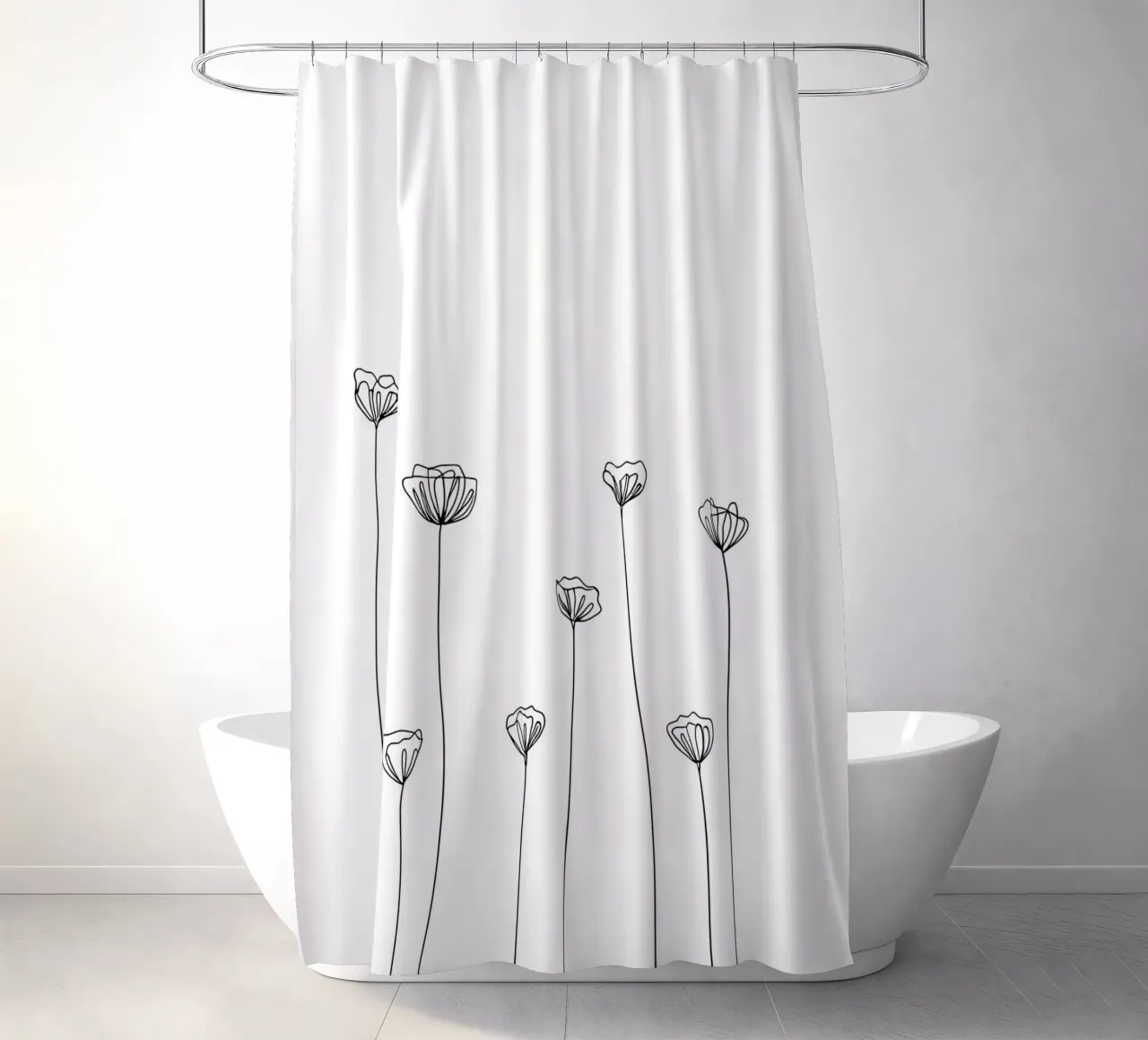 Molti fiori Line Art minimalista tenda da doccia da Viv Line Art