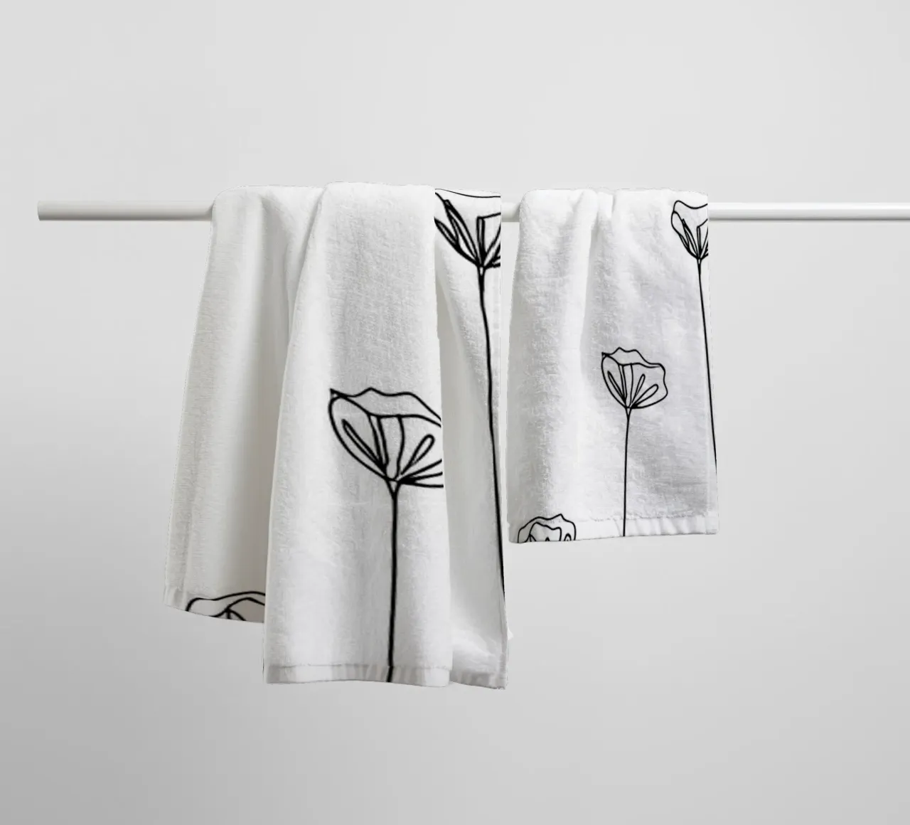 Molti fiori Line Art minimalista asciugamano da bagno da Viv Line Art