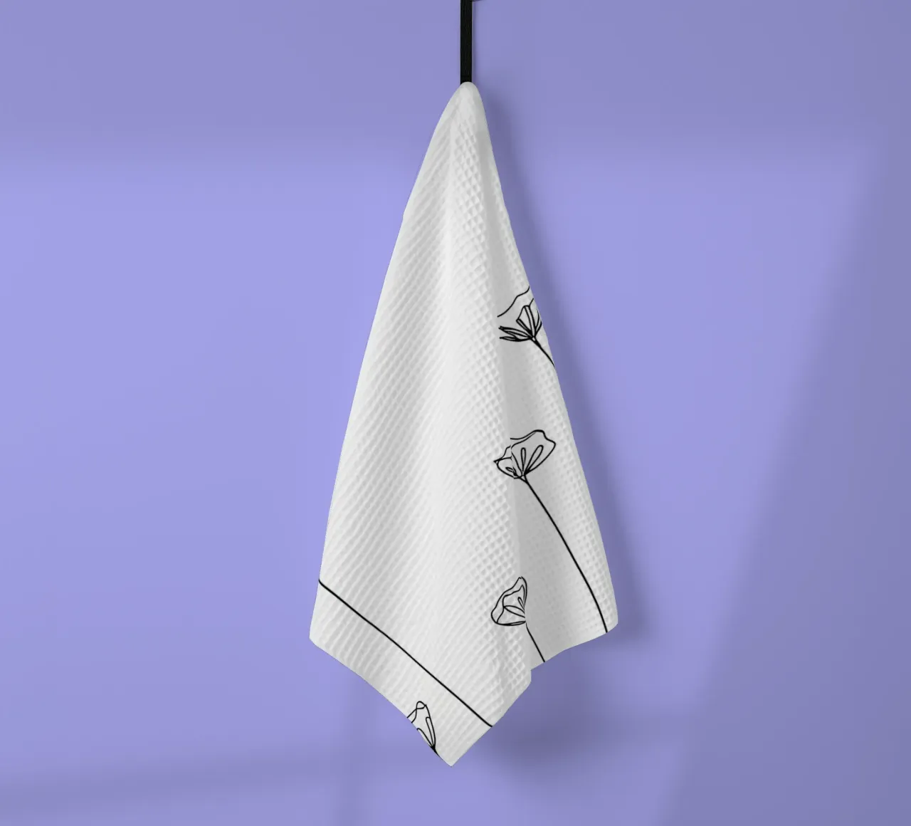 Molti fiori Line Art minimalista canovaccio da cucina da Viv Line Art