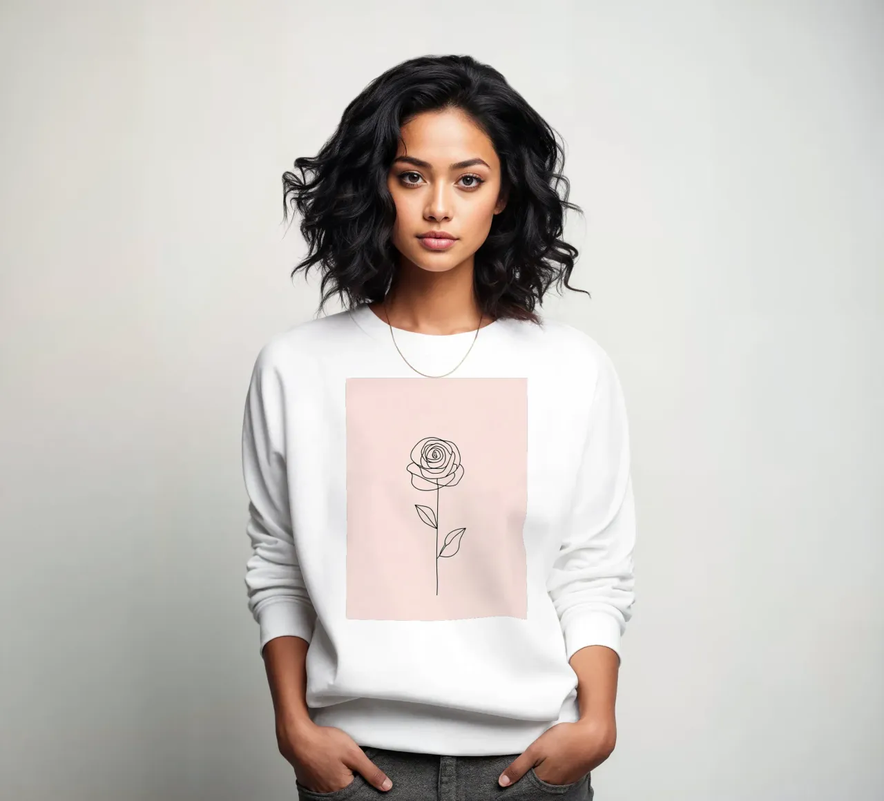 Line art minimalista del fiore di rosa felpa da Viv Line Art