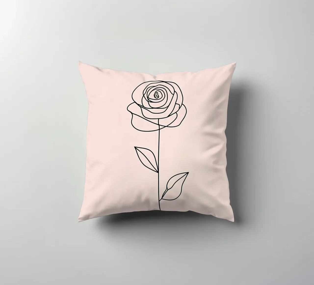 Line art minimalista del fiore di rosa cuscino da Viv Line Art