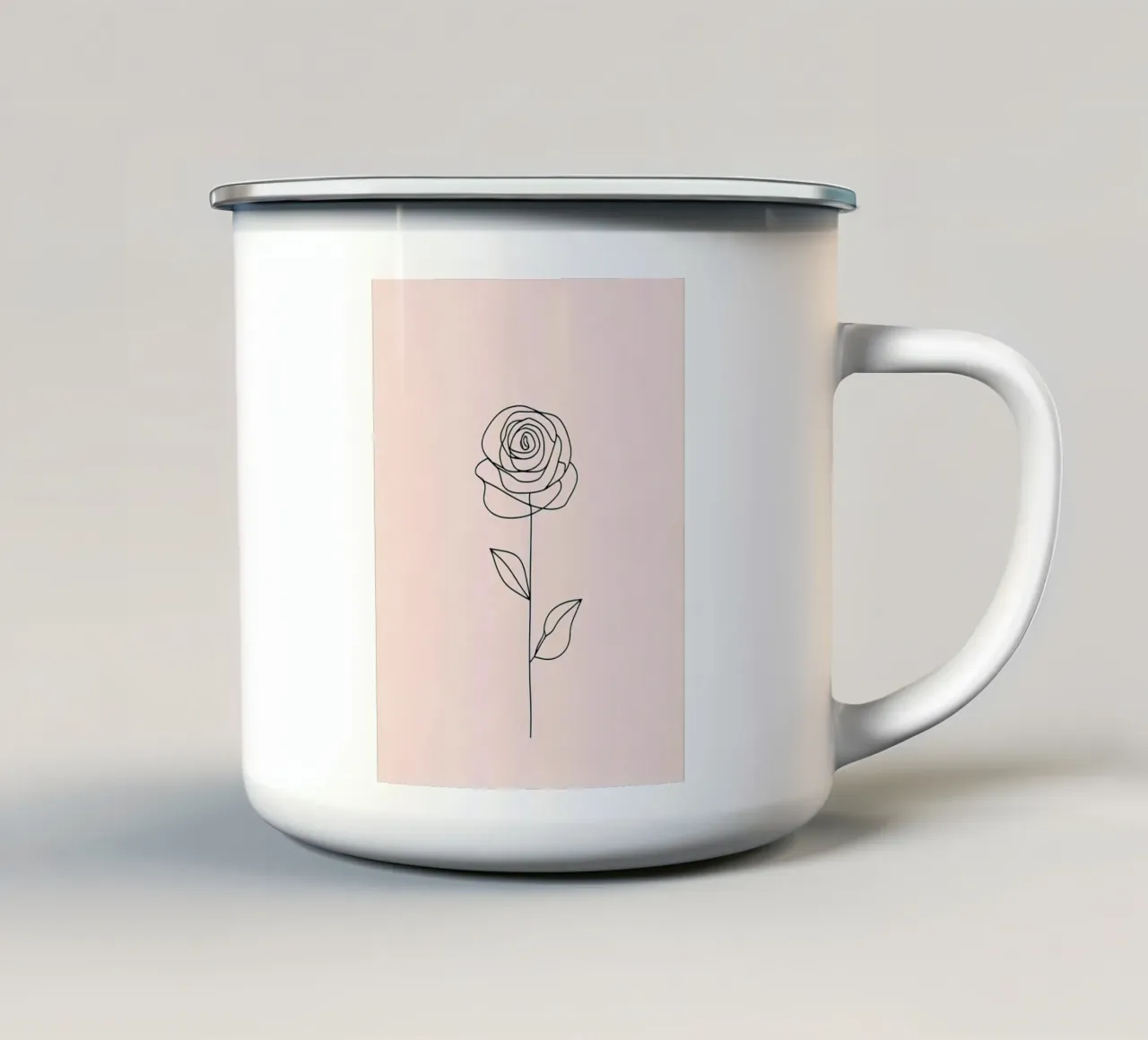 Line art minimalista del fiore di rosa tazza in smalto da Viv Line Art