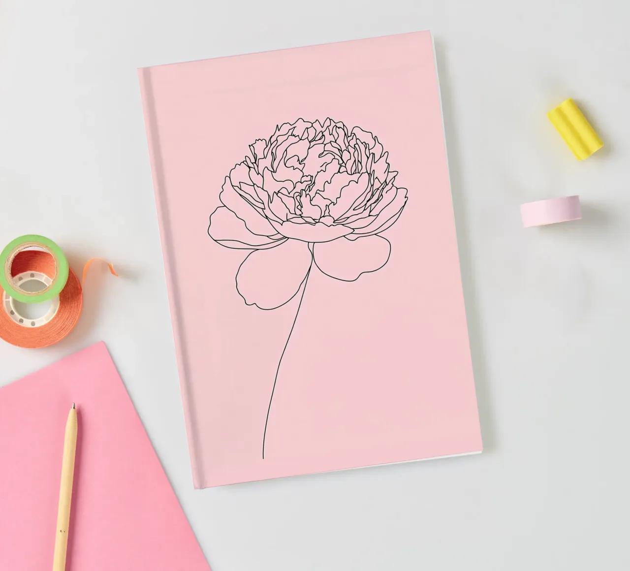 Peony Flower Minimalist Line Art notebook by Viv Line Art