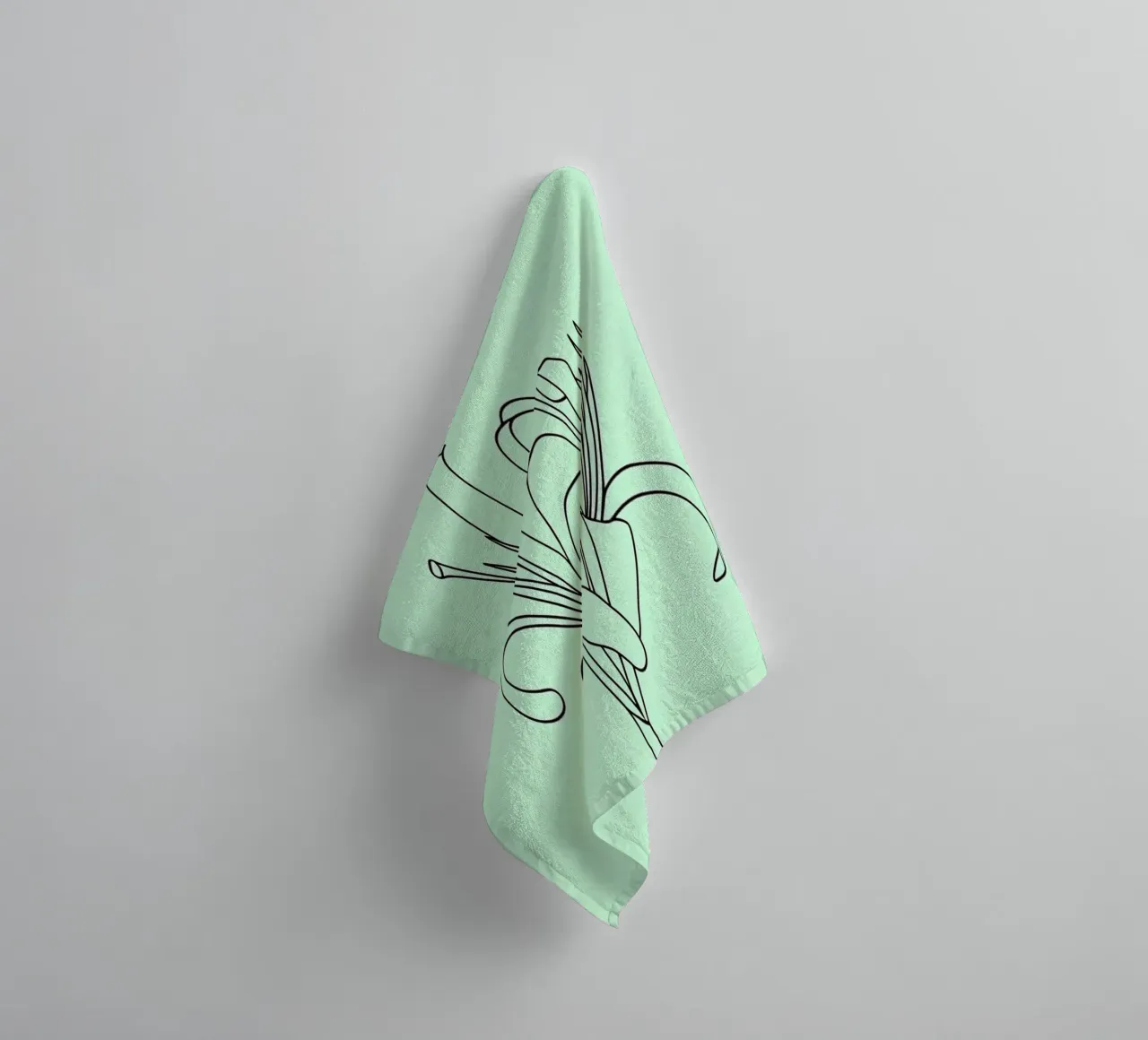 Line art minimalista del fiore di giglio asciugamano da bagno da Viv Line Art