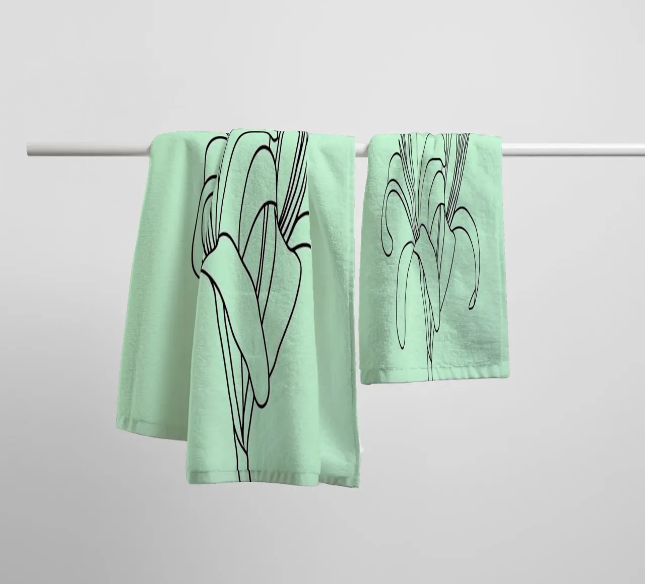 Line art minimalista del fiore di giglio asciugamano da bagno da Viv Line Art