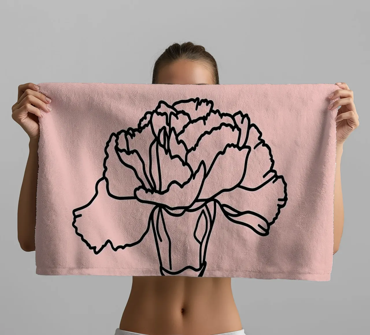 Garofano Fiore Line Art minimalista asciugamano da bagno da Viv Line Art