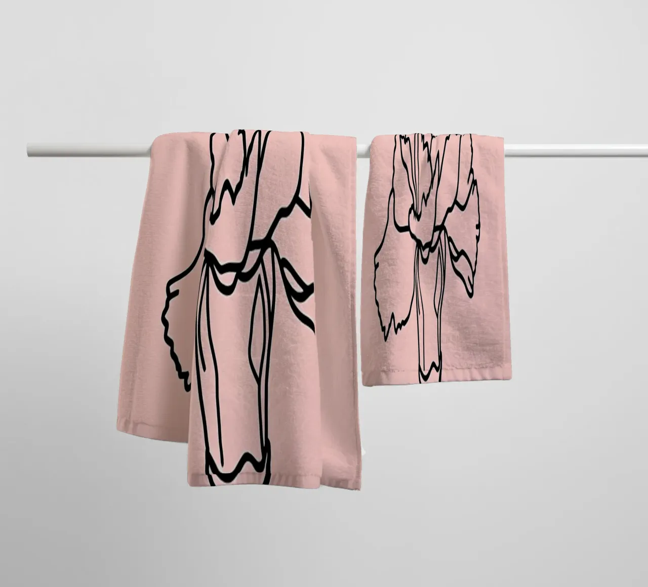 Garofano Fiore Line Art minimalista asciugamano da bagno da Viv Line Art