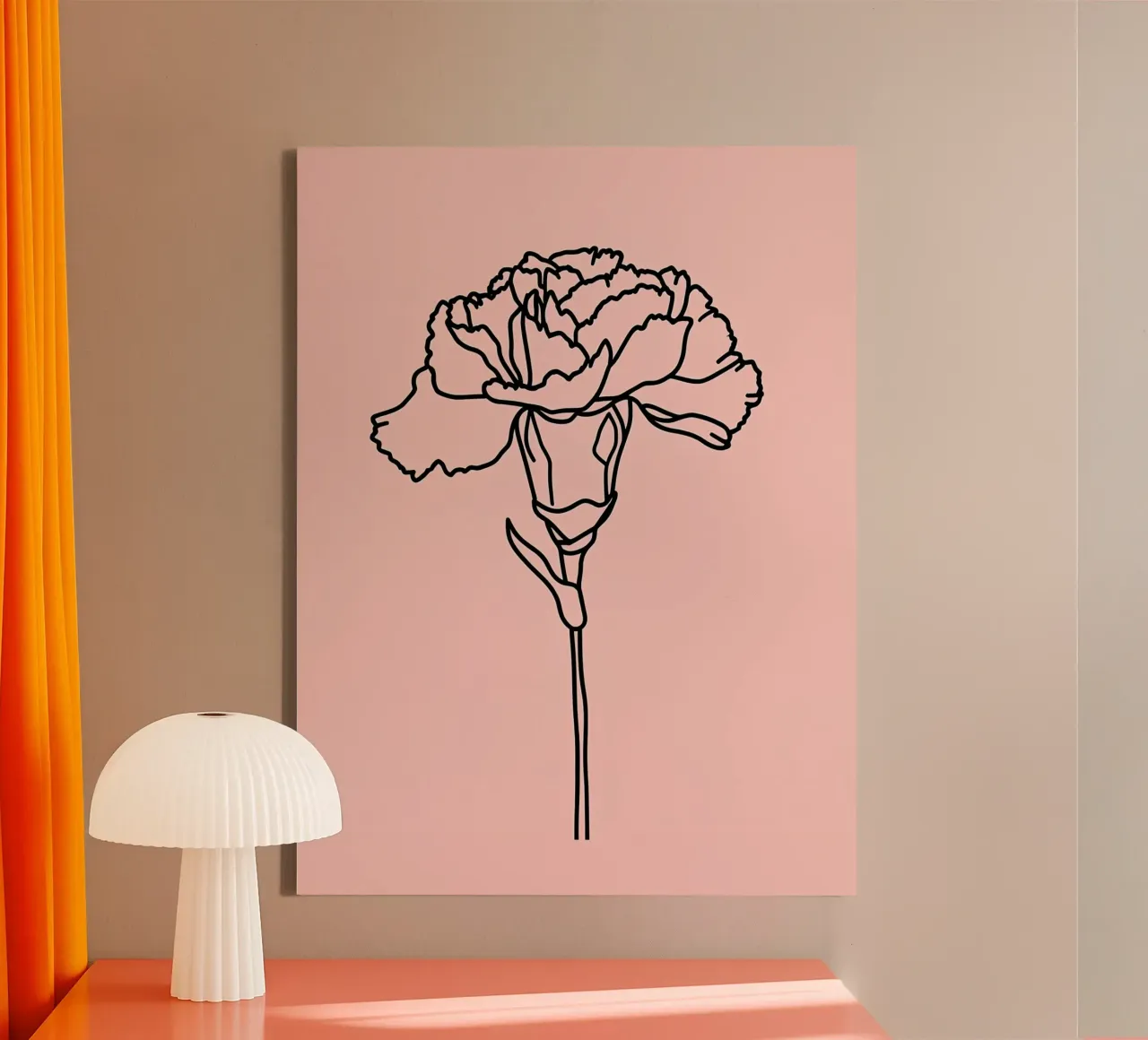Garofano Fiore Line Art minimalista tela con Cornice a cassetta da Viv Line Art