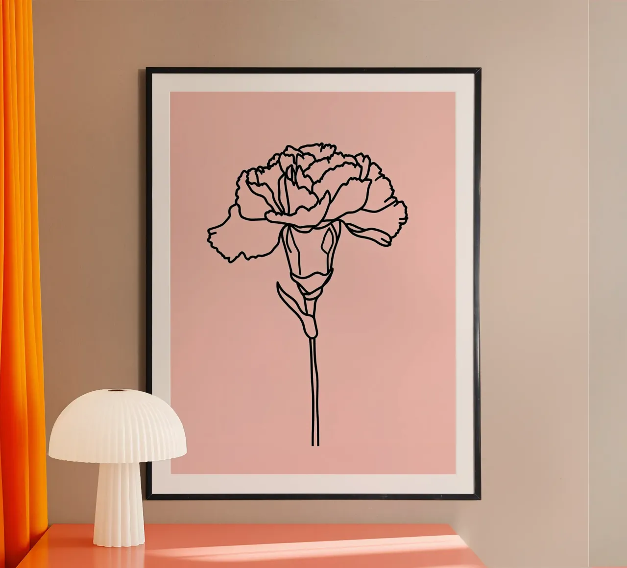 Garofano Fiore Line Art minimalista poster da Viv Line Art