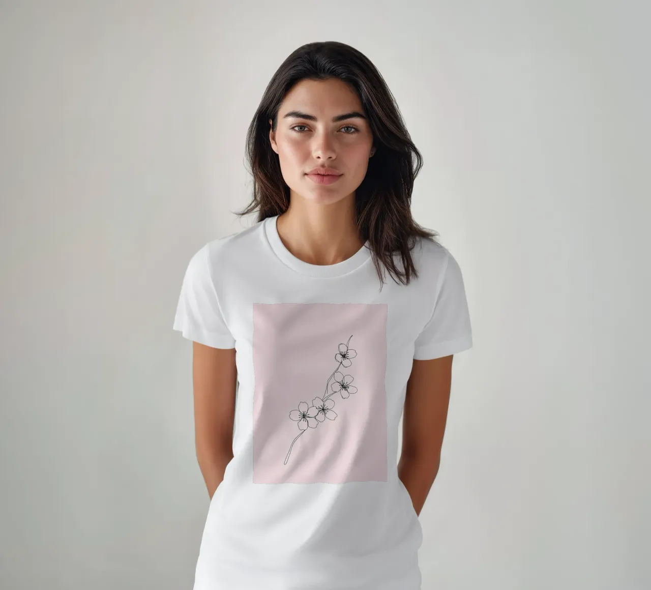 Fiori di ciliegio Line Art minimalista t-shirt da Viv Line Art