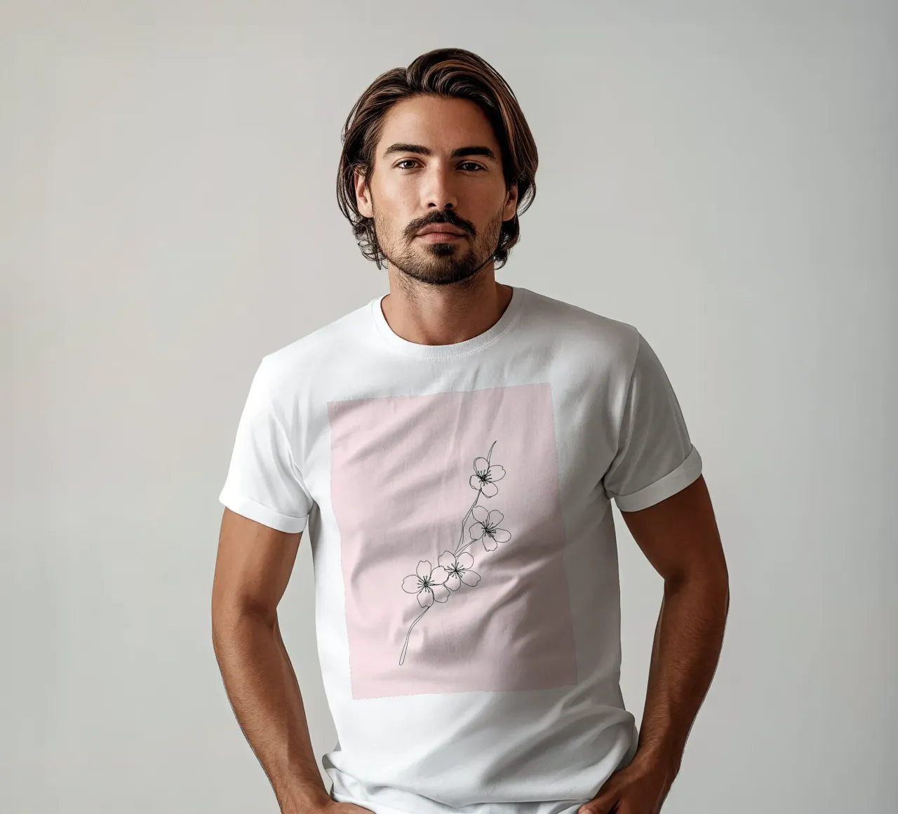 Fiori di ciliegio Line Art minimalista t-shirt da Viv Line Art