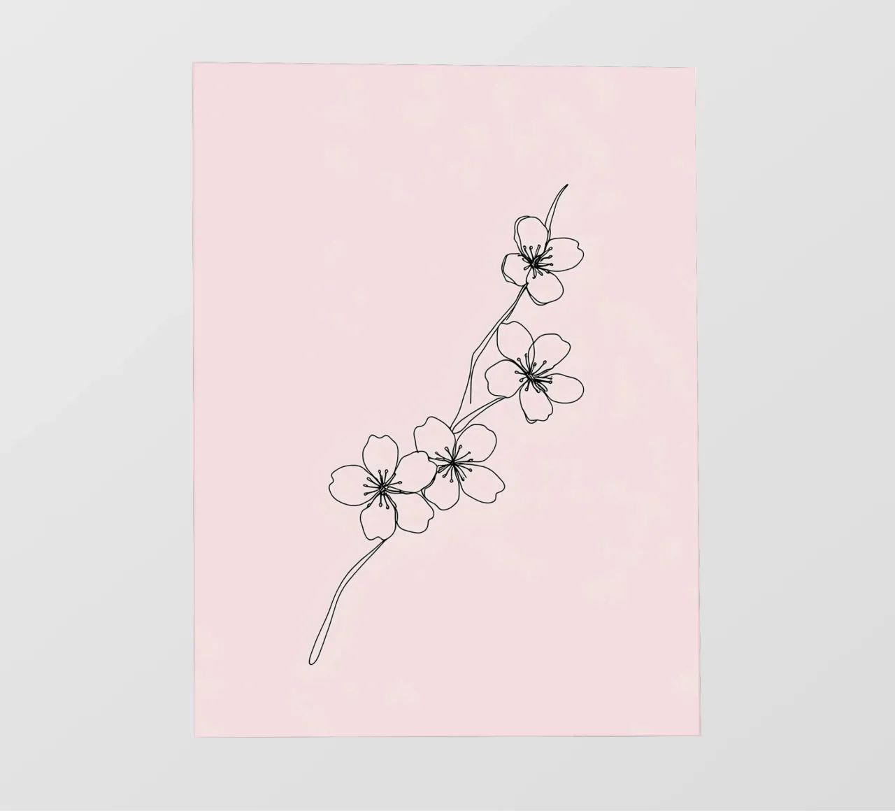 Fiori di ciliegio Line Art minimalista pellicola backlit da Viv Line Art
